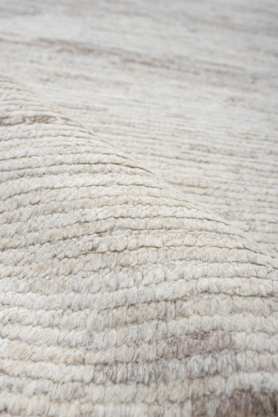 3' x 27' one-of-a-kind handmade vintage Tulu runner rug. Color palette: off-white, gray, light gray, pink, brown, white