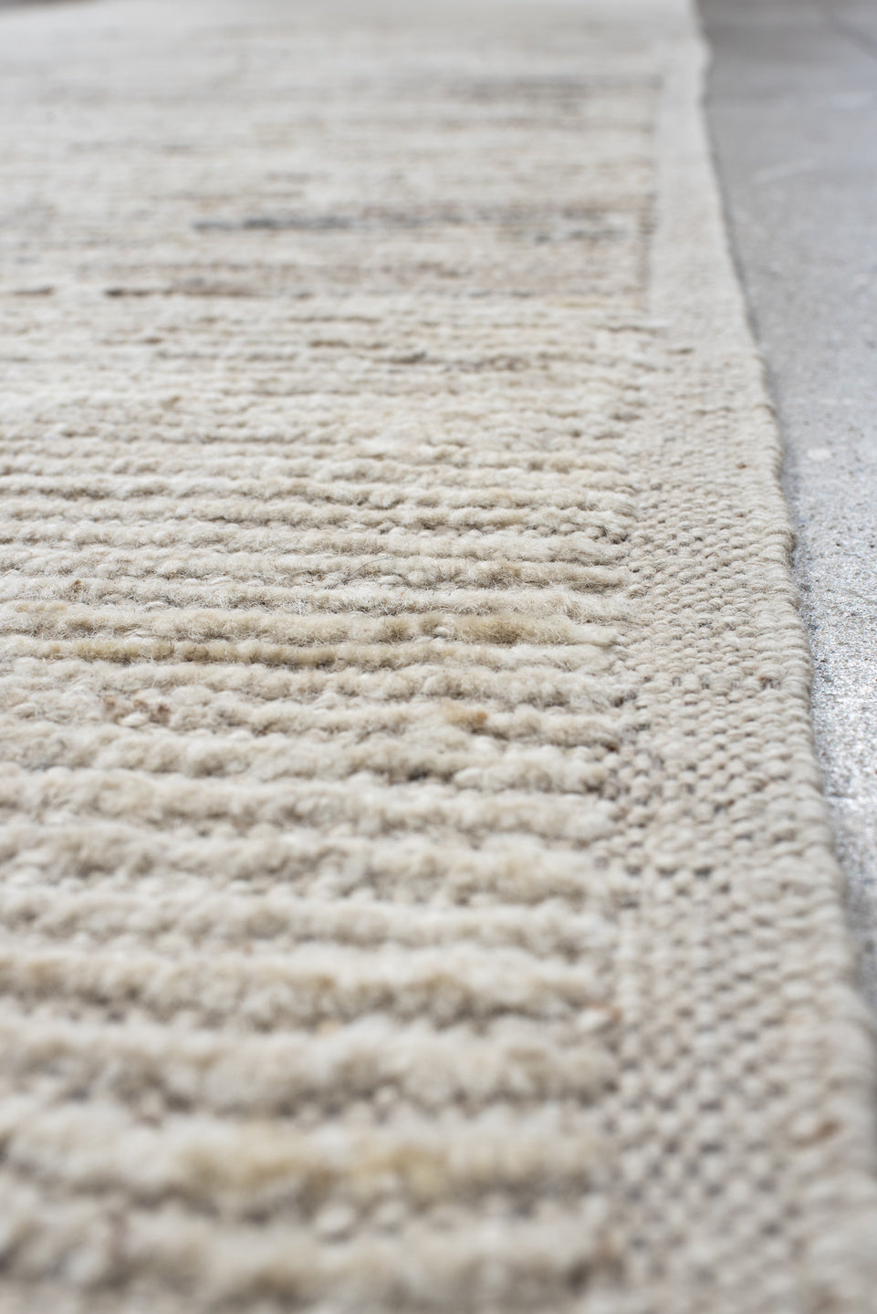 3' x 27' one-of-a-kind handmade vintage Tulu runner rug. Color palette: off-white, gray, light gray, pink, brown, white