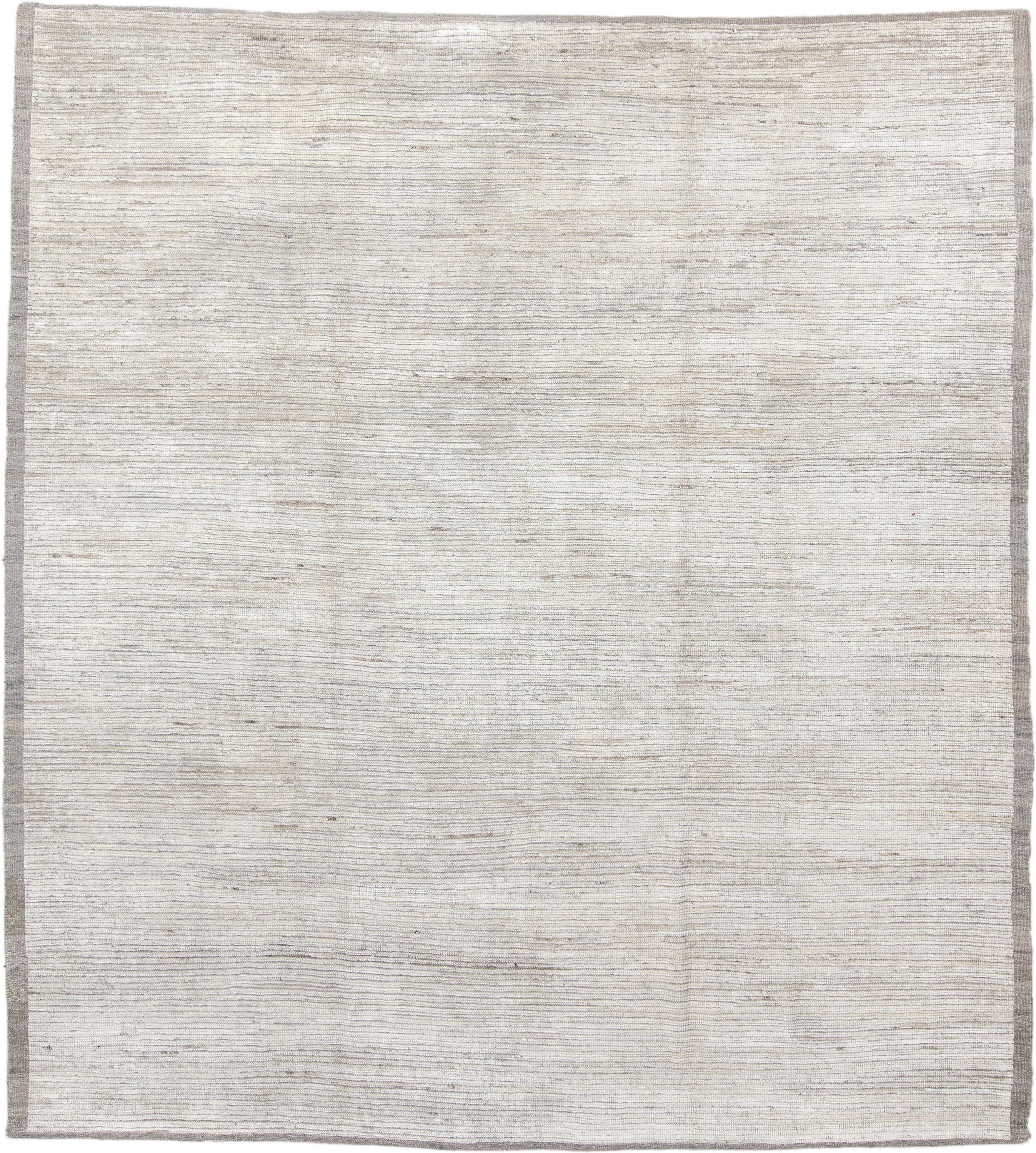 9' x 10' one-of-a-kind handmade vintage Tulu large size rug. Color palette: ivory, taupe, cream, beige, gray