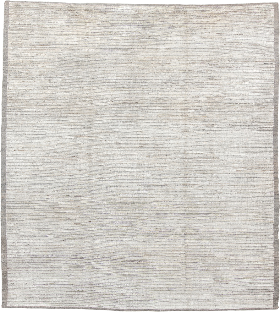 9' x 10' one-of-a-kind handmade vintage Tulu large size rug. Color palette: ivory, taupe, cream, beige, gray