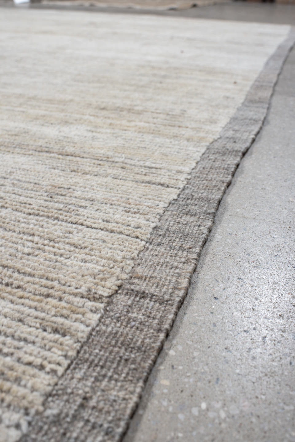 9' x 10' one-of-a-kind handmade vintage Tulu large size rug. Color palette: ivory, taupe, cream, beige, gray