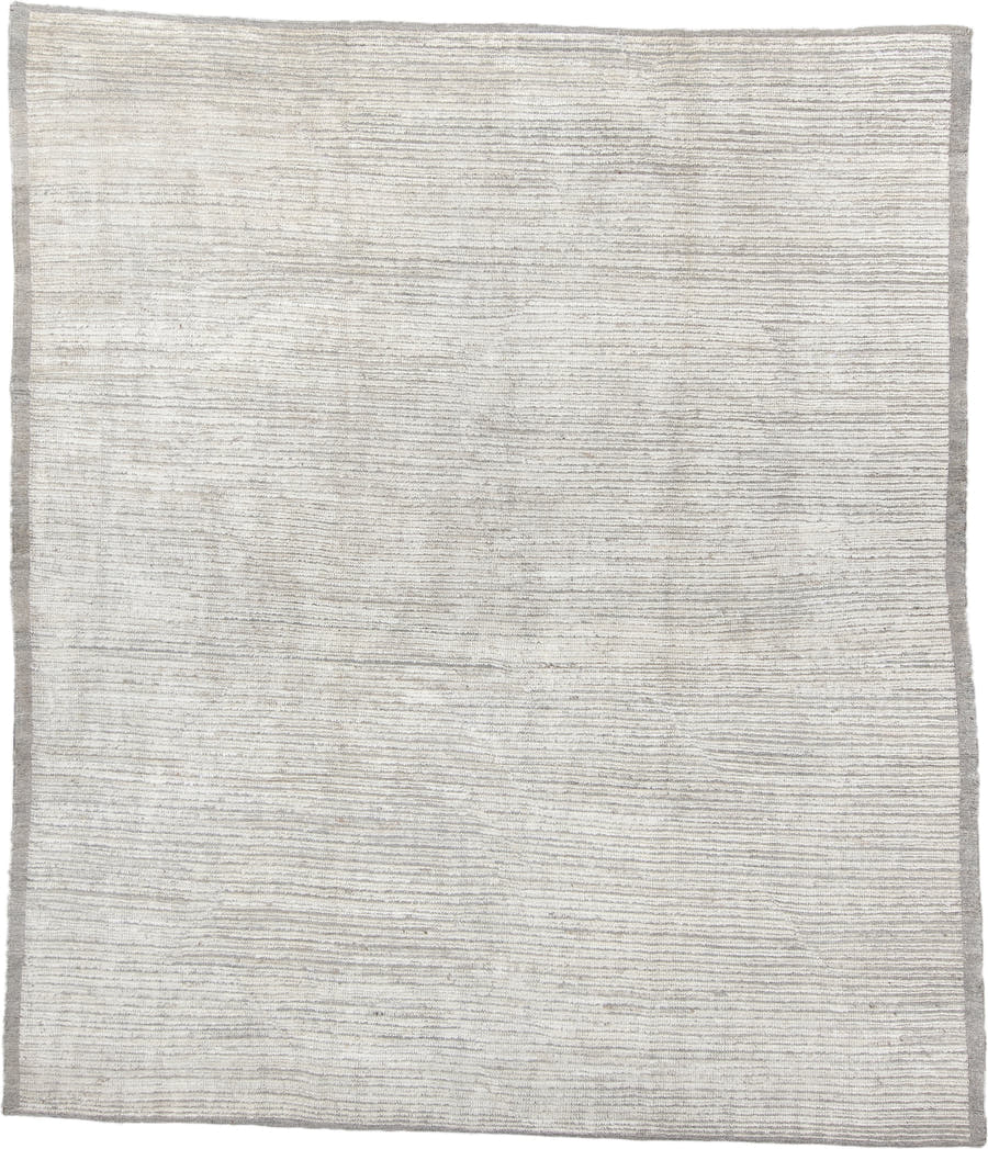 8' x 9' one-of-a-kind handmade vintage Tulu rug. Color palette: ivory, gray, cream, taupe, beige