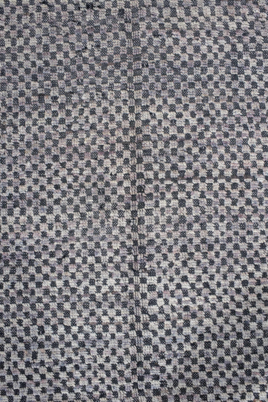 6' x 8' one-of-a-kind handmade vintage Tulu medium size rug. Color palette: ivory, charcoal, slate, taupe, gray, black