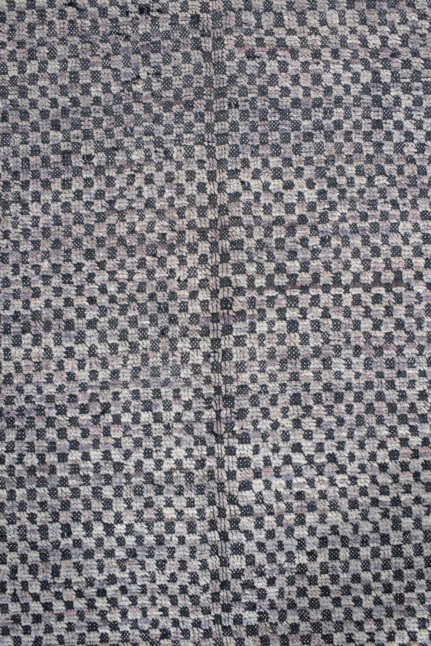 6' x 8' one-of-a-kind handmade vintage Tulu medium size rug. Color palette: ivory, charcoal, slate, taupe, gray, black