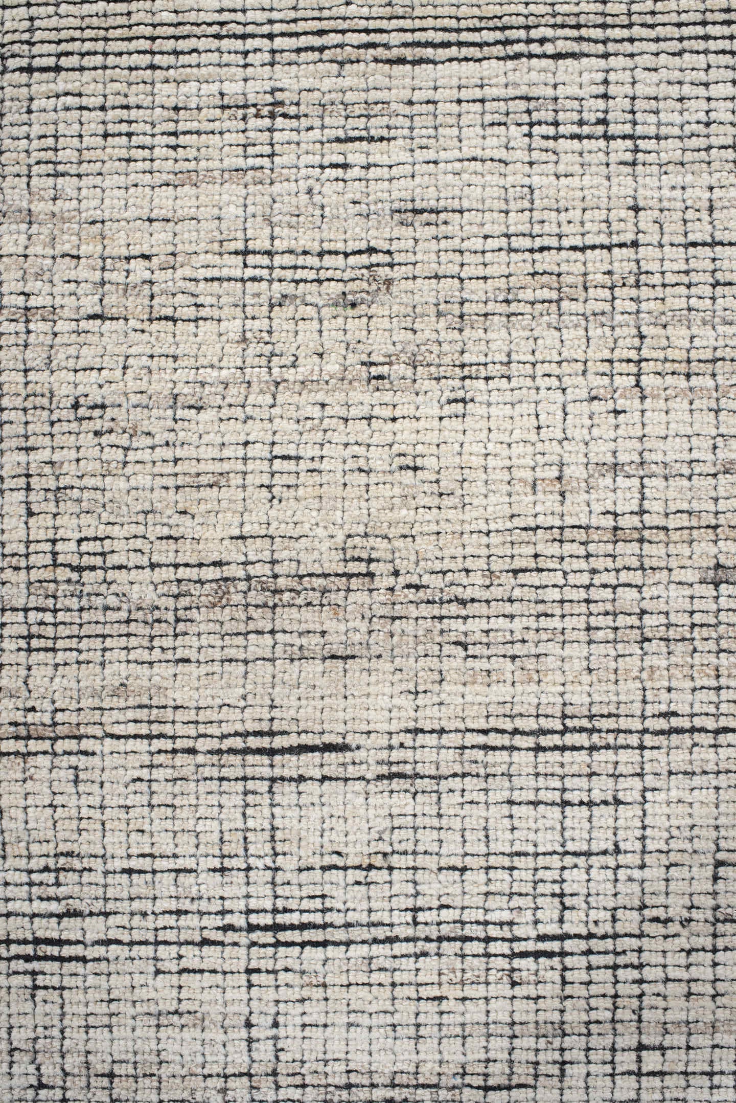 3' x 8' one-of-a-kind handmade vintage Tulu runner rug. Color palette: ivory, charcoal, black, cream, gray