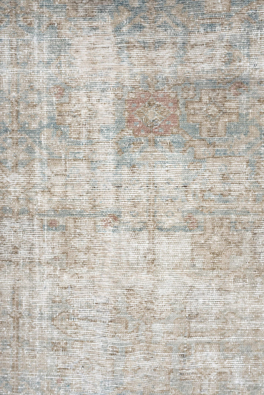 3' x 9' one-of-a-kind handmade antique Malayer runner rug. Color palette: ivory, pale blue, taupe, beige, charcoal, blush