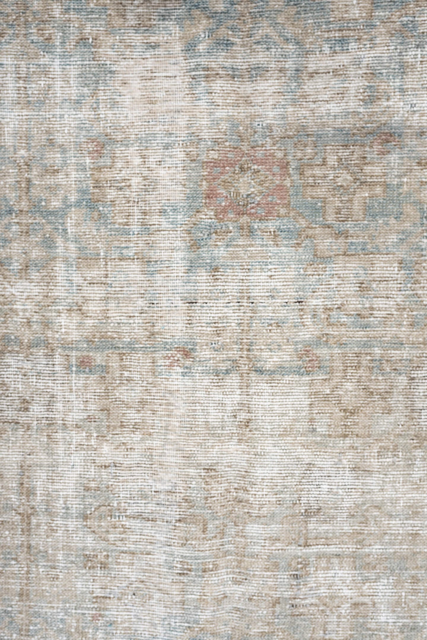 3' x 9' one-of-a-kind handmade antique Malayer runner rug. Color palette: ivory, pale blue, taupe, beige, charcoal, blush