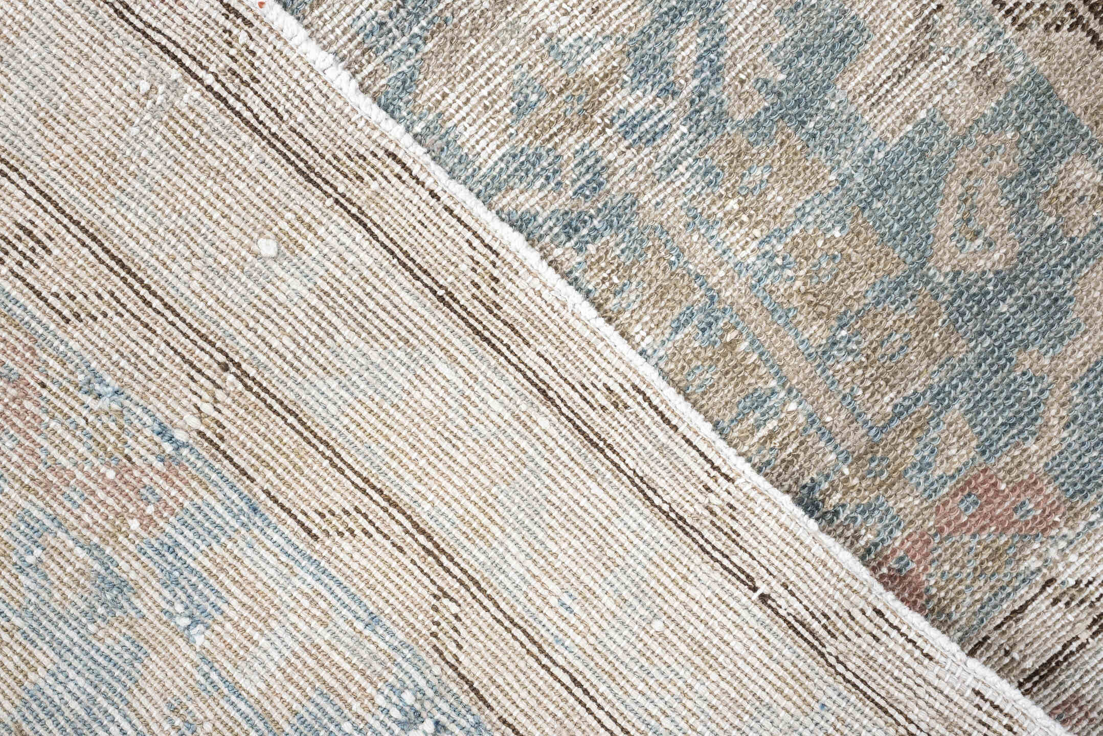 3' x 9' one-of-a-kind handmade antique Malayer runner rug. Color palette: ivory, pale blue, taupe, beige, charcoal, blush