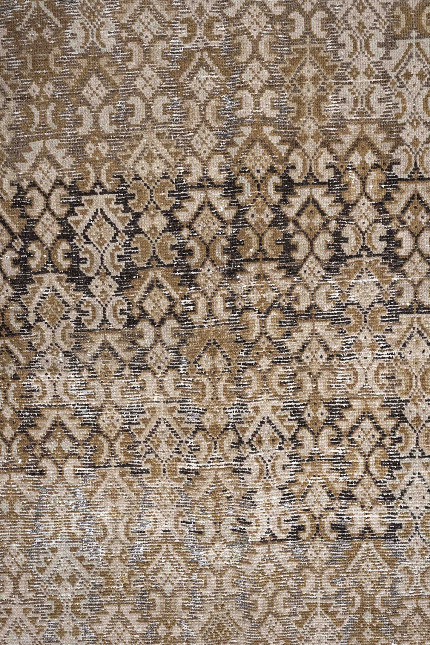 3' x 12' one-of-a-kind handmade antique Malayer runner rug. Color palette: taupe, ivory, camel, brown, slate, charcoal