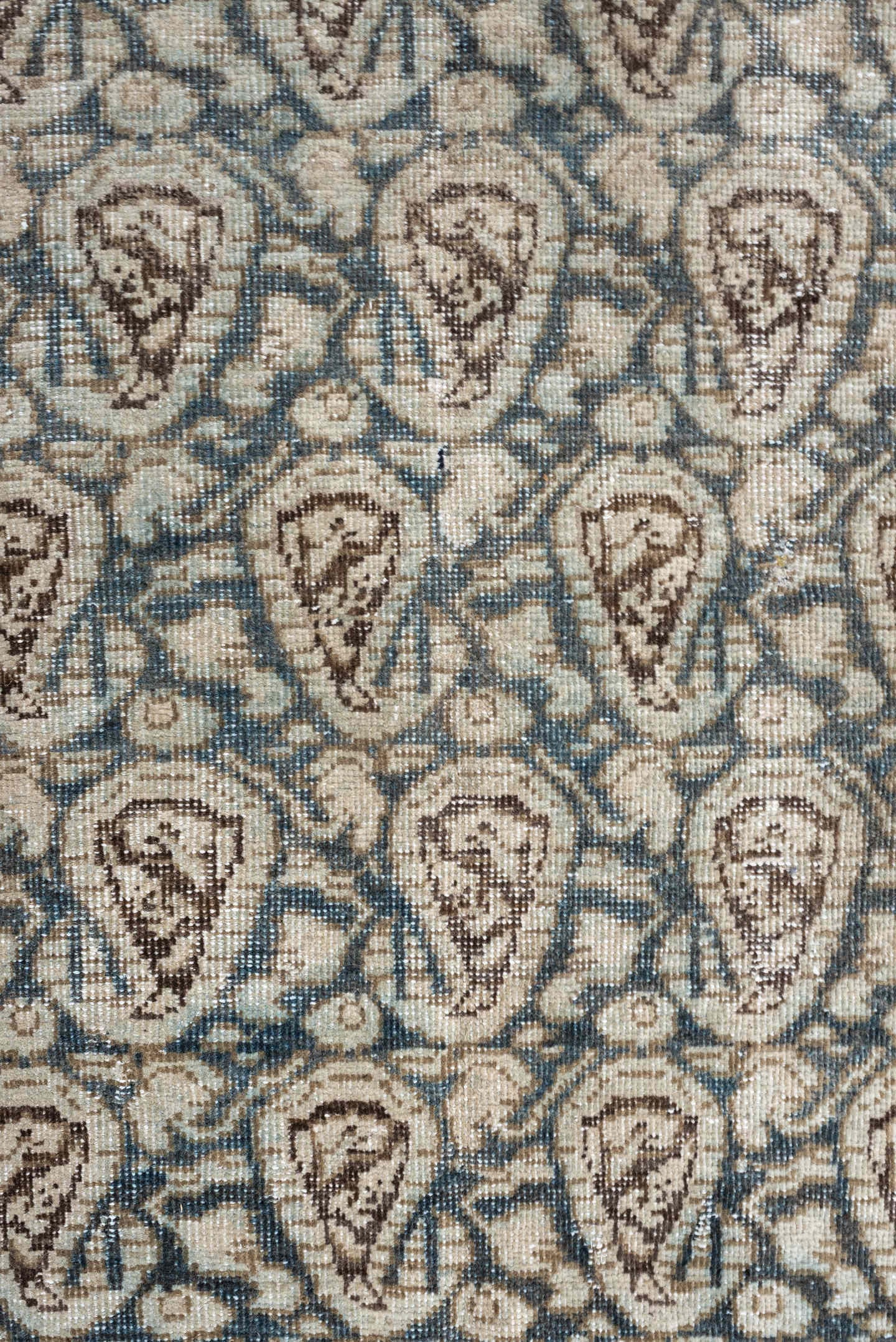 5' x 8' one-of-a-kind handmade antique Malayer medium size rug. Color palette: ivory, sky blue, taupe, brown, beige