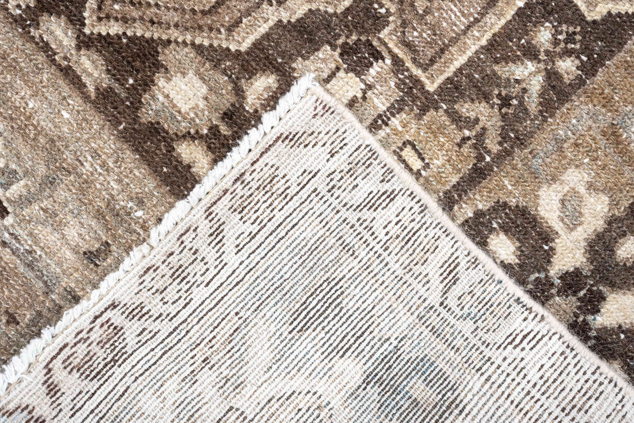 3' x 6' one-of-a-kind handmade antique Malayer small size rug. Color palette: taupe, ivory, brown, pale blue, camel