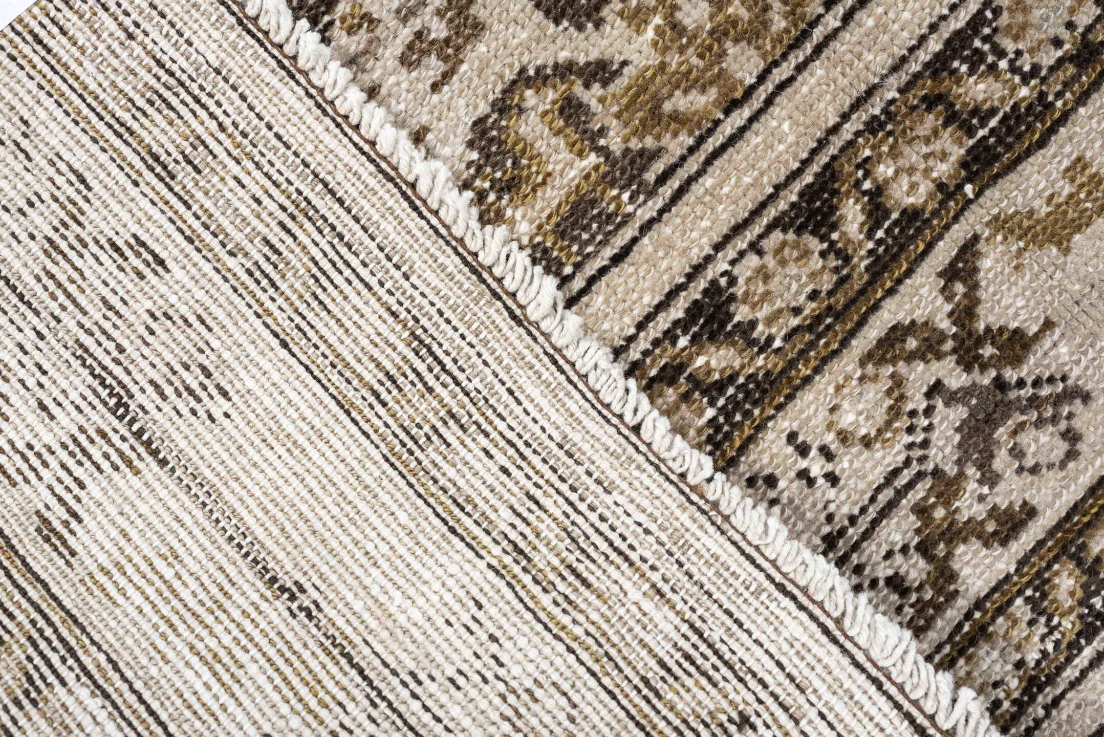 3' x 6' one-of-a-kind handmade antique Malayer small size rug. Color palette: ivory, taupe, camel, charcoal, gold, beige