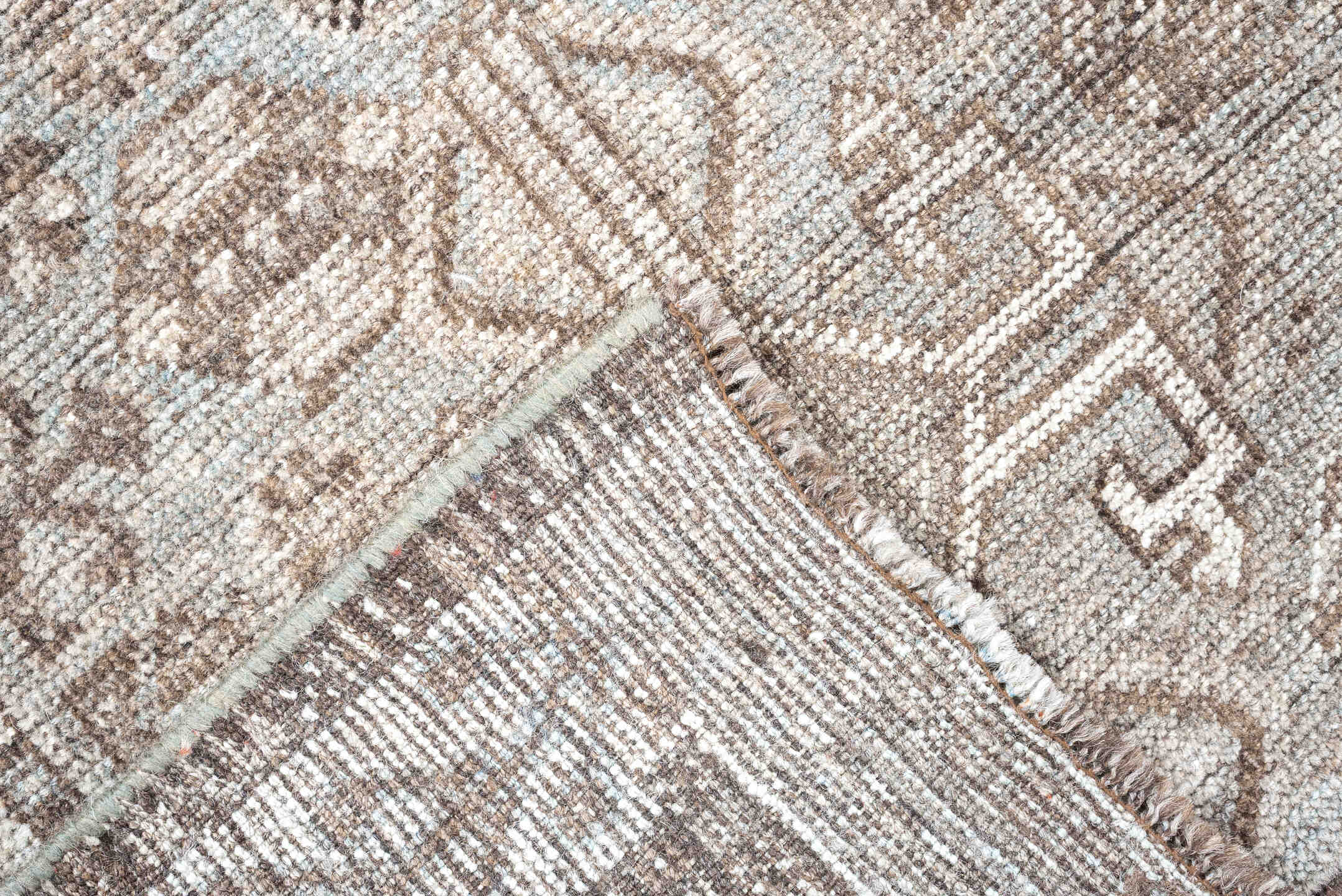3' x 4' one-of-a-kind handmade antique Shiraz small size rug. Color palette: taupe, ivory, light blue, brown, beige, gray