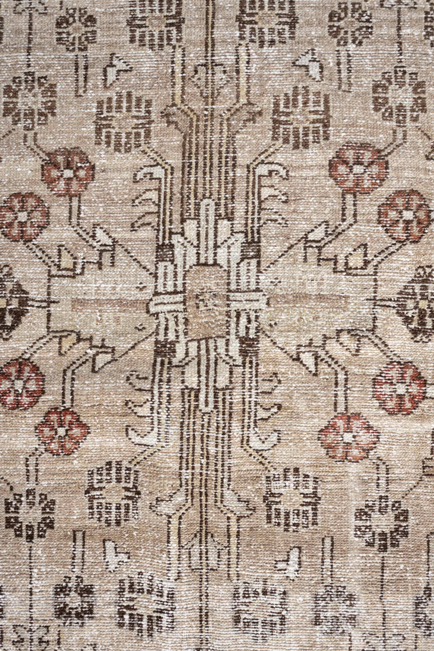 3' x 9' one-of-a-kind handmade antique Malayer runner rug. Color palette: ivory, taupe, brown, camel, rust, beige, gray