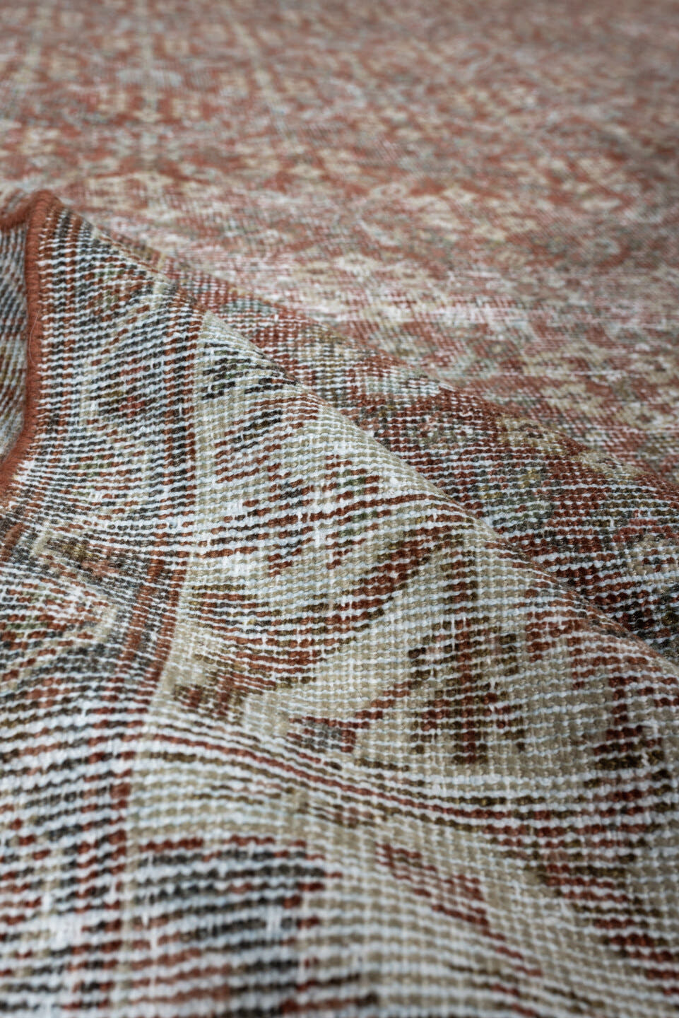6' x 9' one-of-a-kind handmade antique Malayer medium size rug. Color palette: rust, ivory, sky blue, taupe, rose, camel