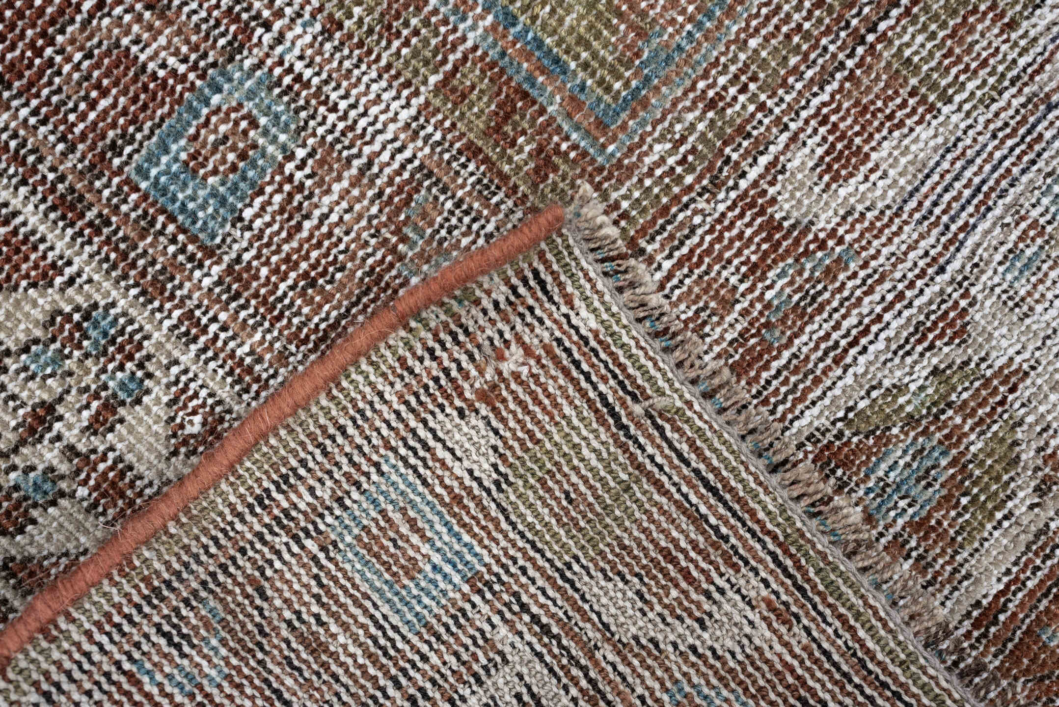 4' x 5' one-of-a-kind handmade antique Shiraz small size rug. Color palette: blue, rust, ivory, taupe, camel, terracotta