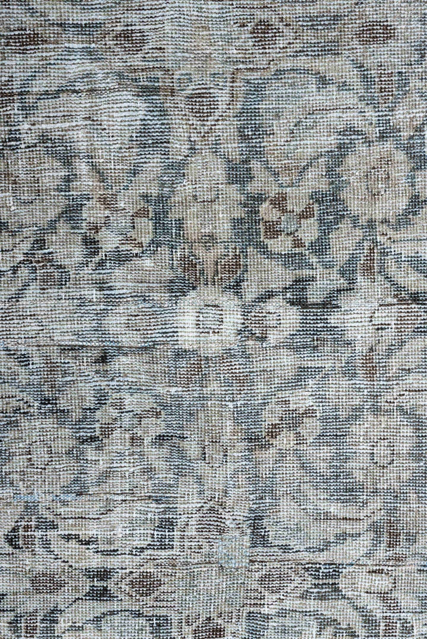 3' x 9' one-of-a-kind handmade antique Mahal runner rug. Color palette: ivory, taupe, pale blue, gray, brown, beige