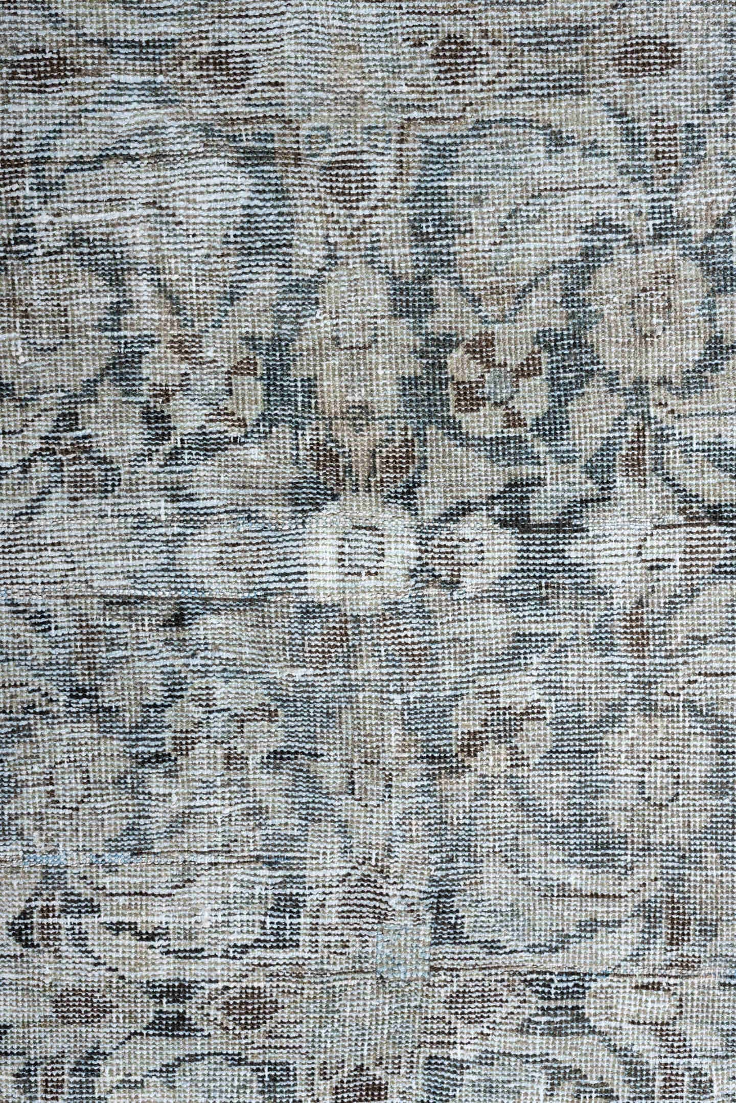 3' x 9' one-of-a-kind handmade antique Mahal runner rug. Color palette: ivory, taupe, pale blue, gray, brown, beige