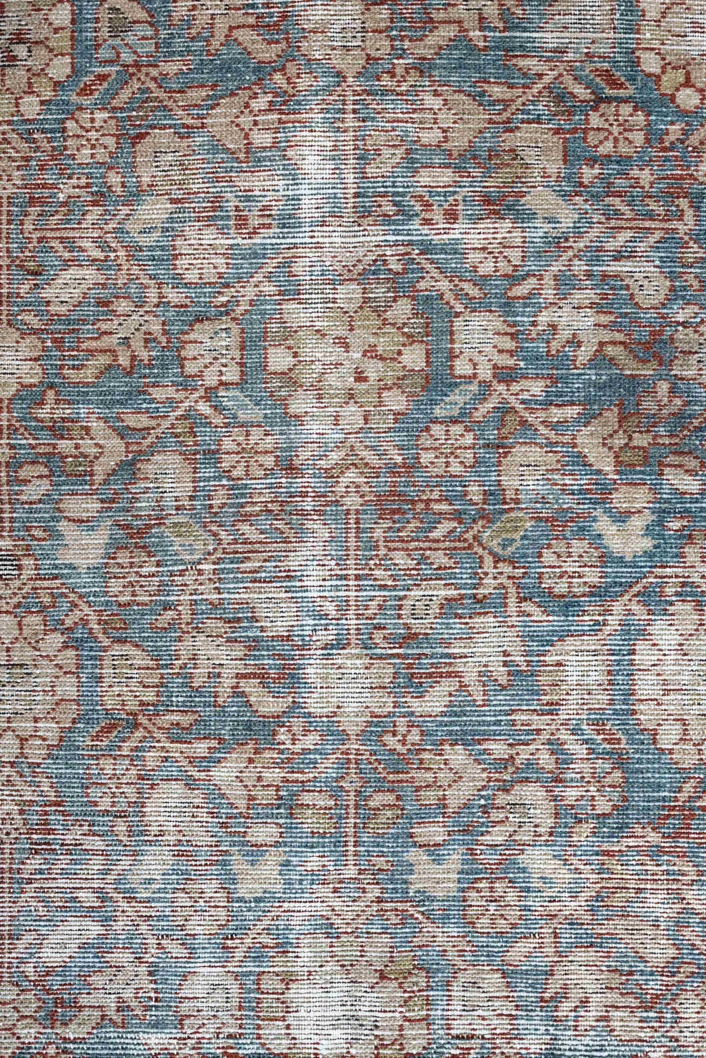 3' x 9' one-of-a-kind handmade antique Malayer runner rug. Color palette: ivory, sky blue, taupe, rose, beige, soft brown
