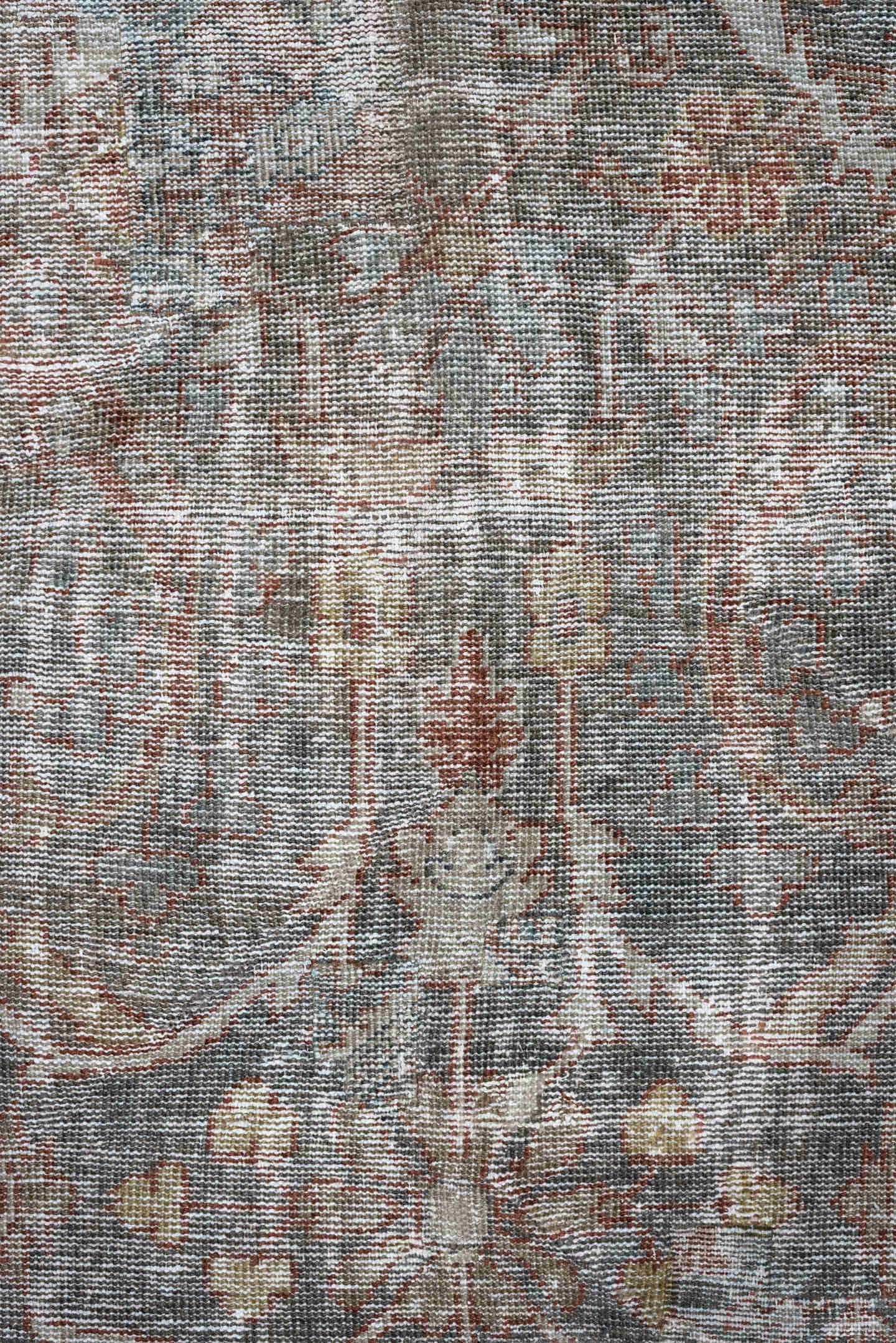 10' x 15' one-of-a-kind handmade antique Mahal oversize rug. Color palette: blue-gray, rust, ivory, taupe, slate, rose, gray