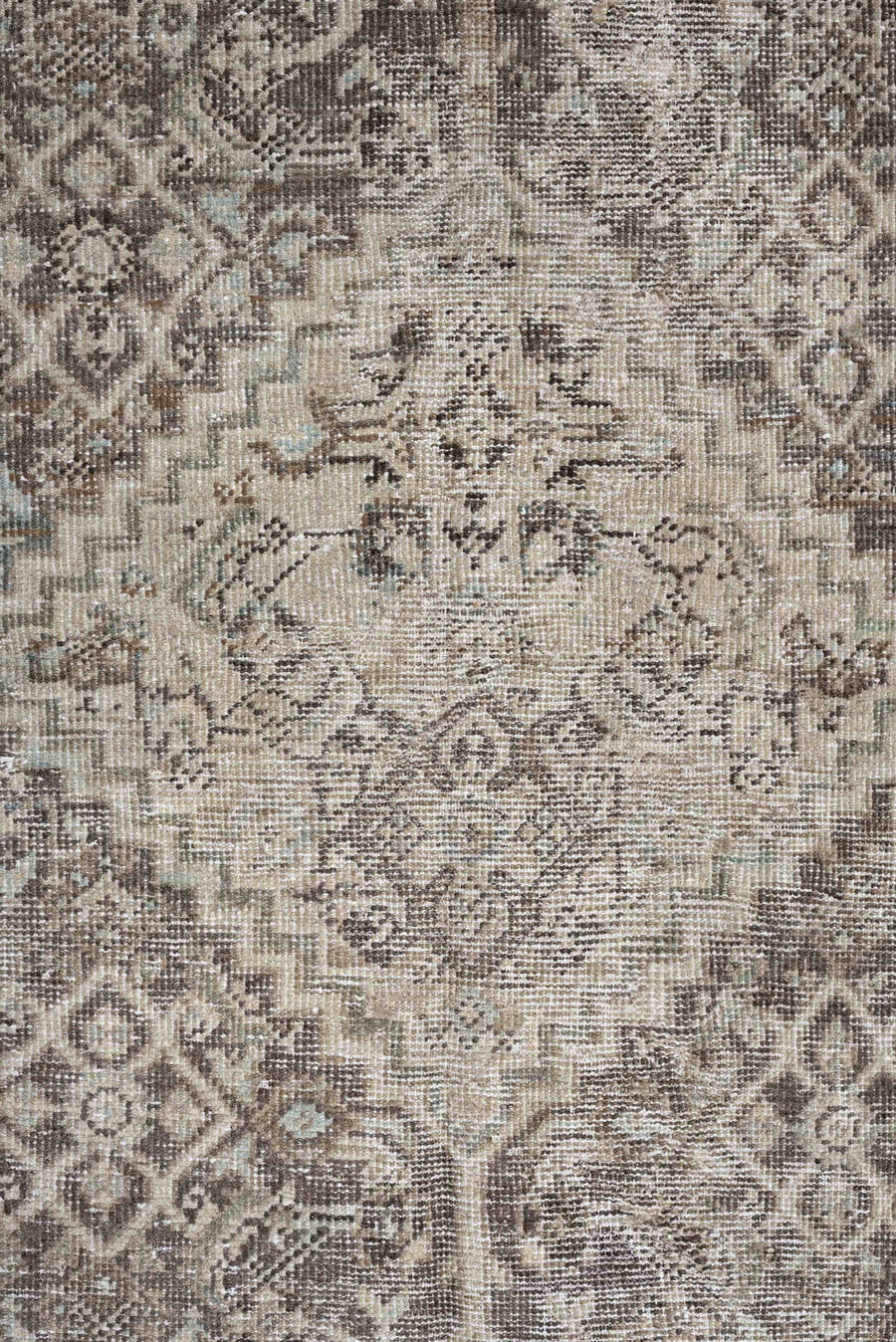 10' x 13' one-of-a-kind handmade antique Mahal large size rug. Color palette: taupe, ivory, light blue, beige, gray, camel