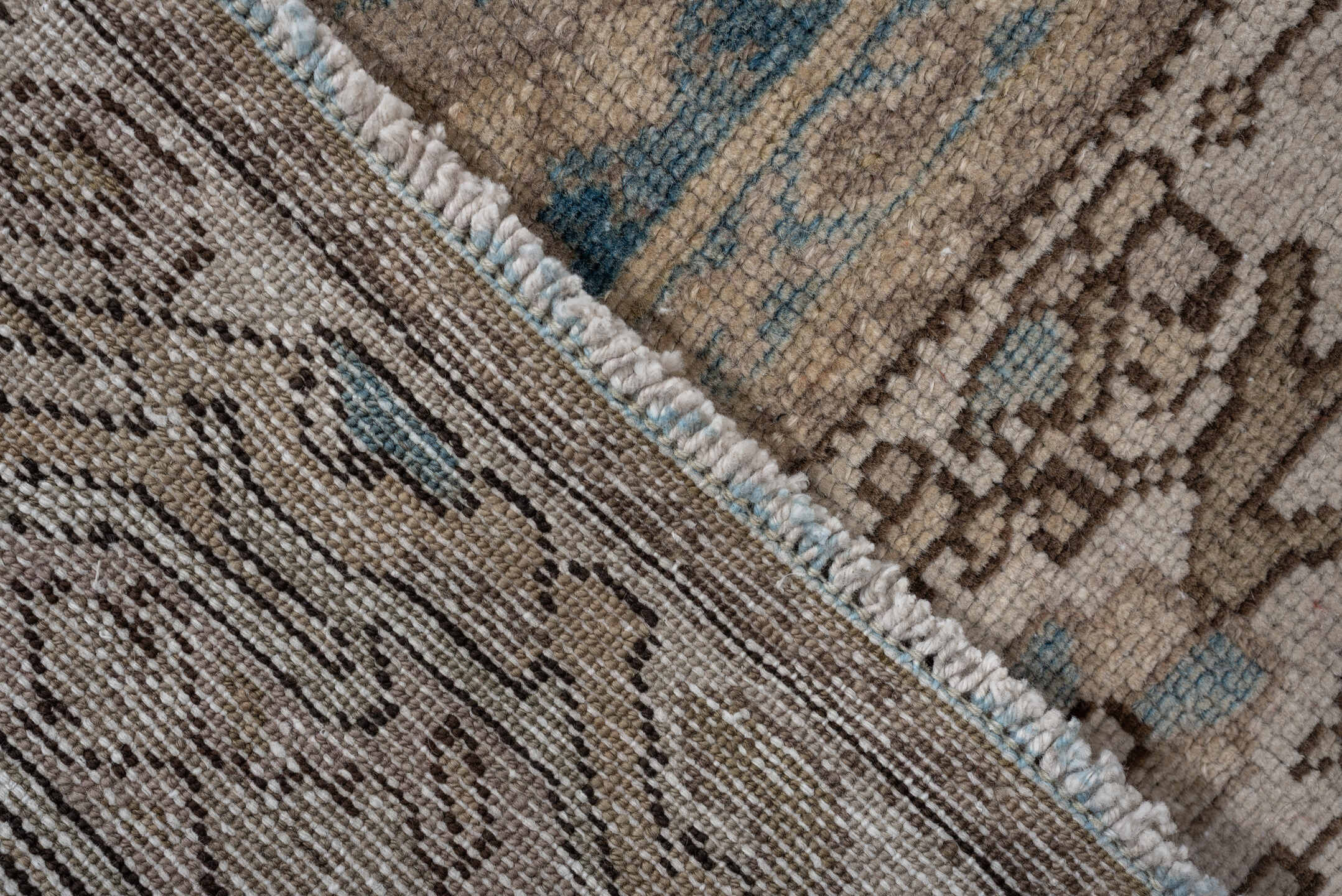 6' x 9' one-of-a-kind handmade antique Malayer large size rug. Color palette: taupe, ivory, charcoal, sky blue, beige, brown