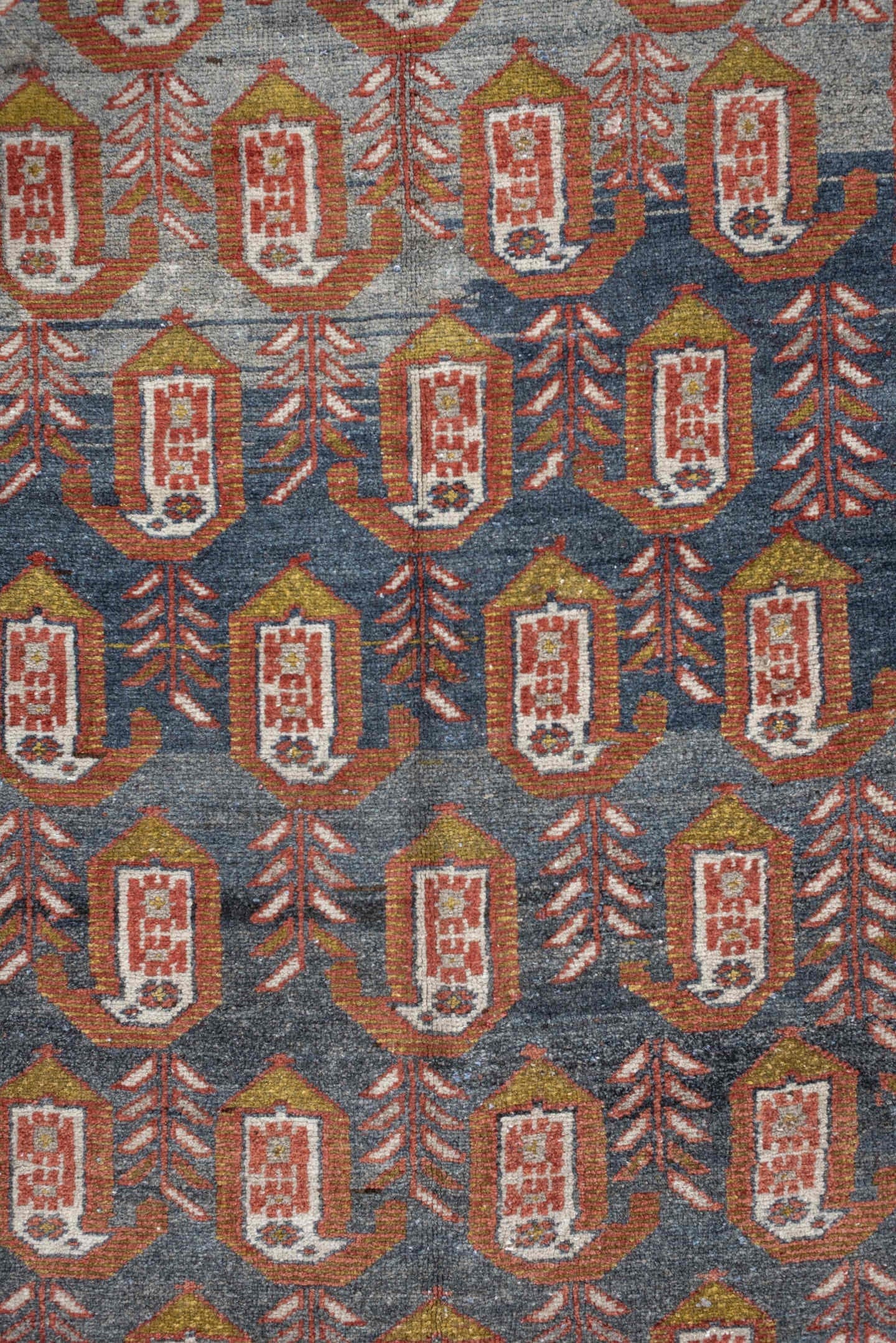 3' x 8' one-of-a-kind handmade antique Malayer runner rug. Color palette: blue, rust, ivory, rose, olive, terra cotta, brown