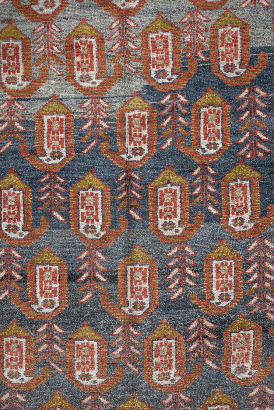 3' x 8' one-of-a-kind handmade antique Malayer runner rug. Color palette: blue, rust, ivory, rose, olive, terra cotta, brown