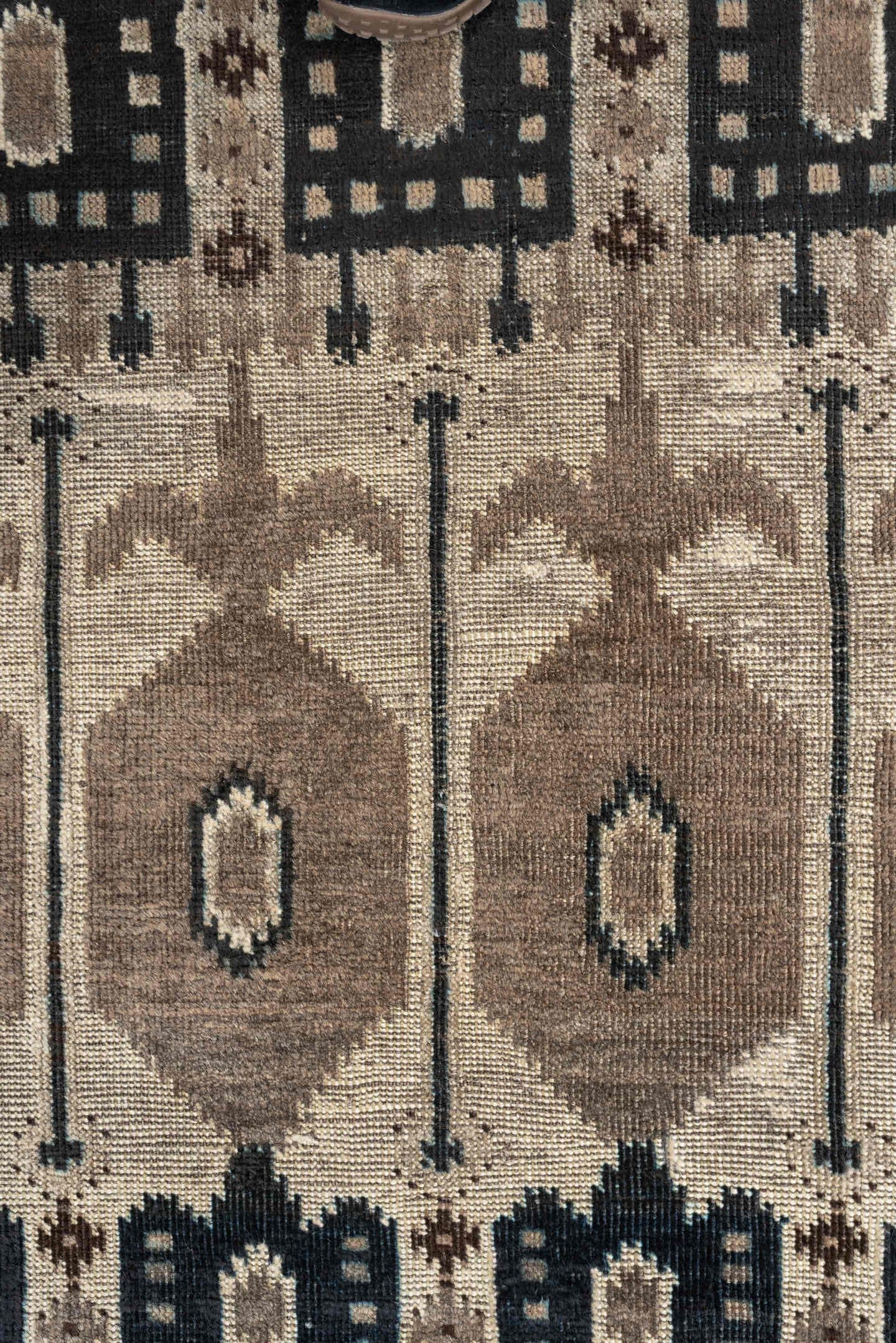 2' x 3' one-of-a-kind handmade antique Belouch small size rug. Color palette: camel, ivory, brown, indigo, taupe, beige
