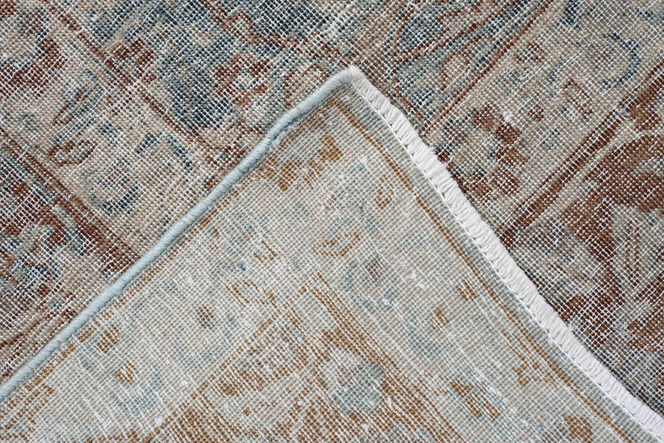 9' x 12' one-of-a-kind handmade antique Tabriz large size rug. Color palette: pale blue, ivory, rust, beige, taupe