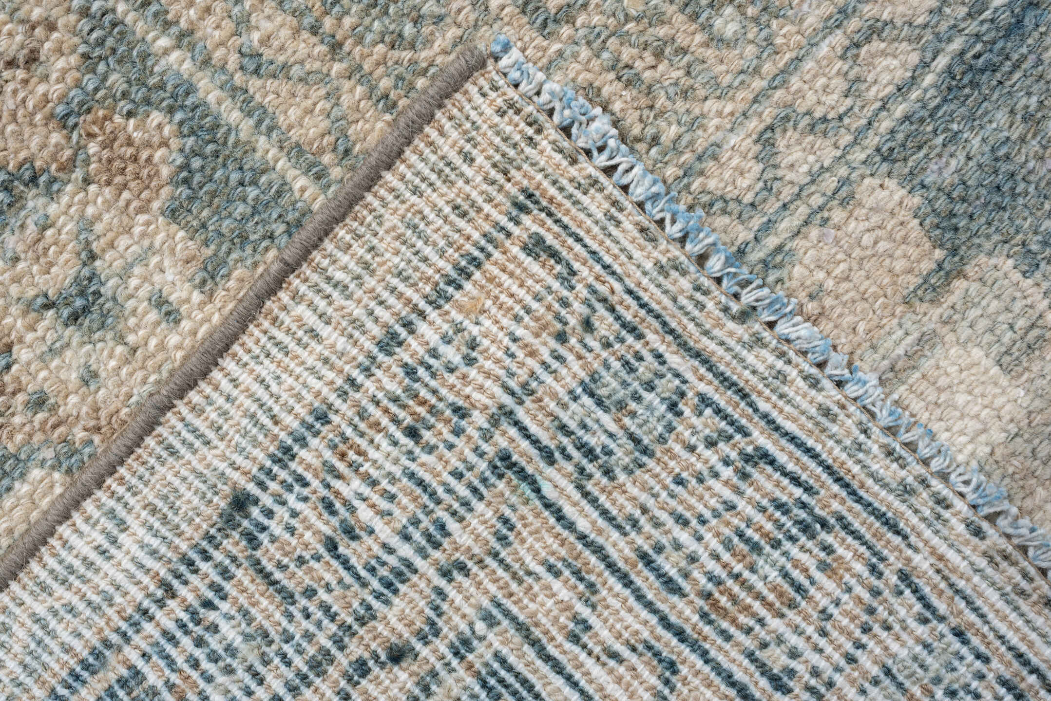 10' x 13' one-of-a-kind handmade antique Bibikabad large size rug. Color palette: ivory, sky blue, taupe, beige, sand