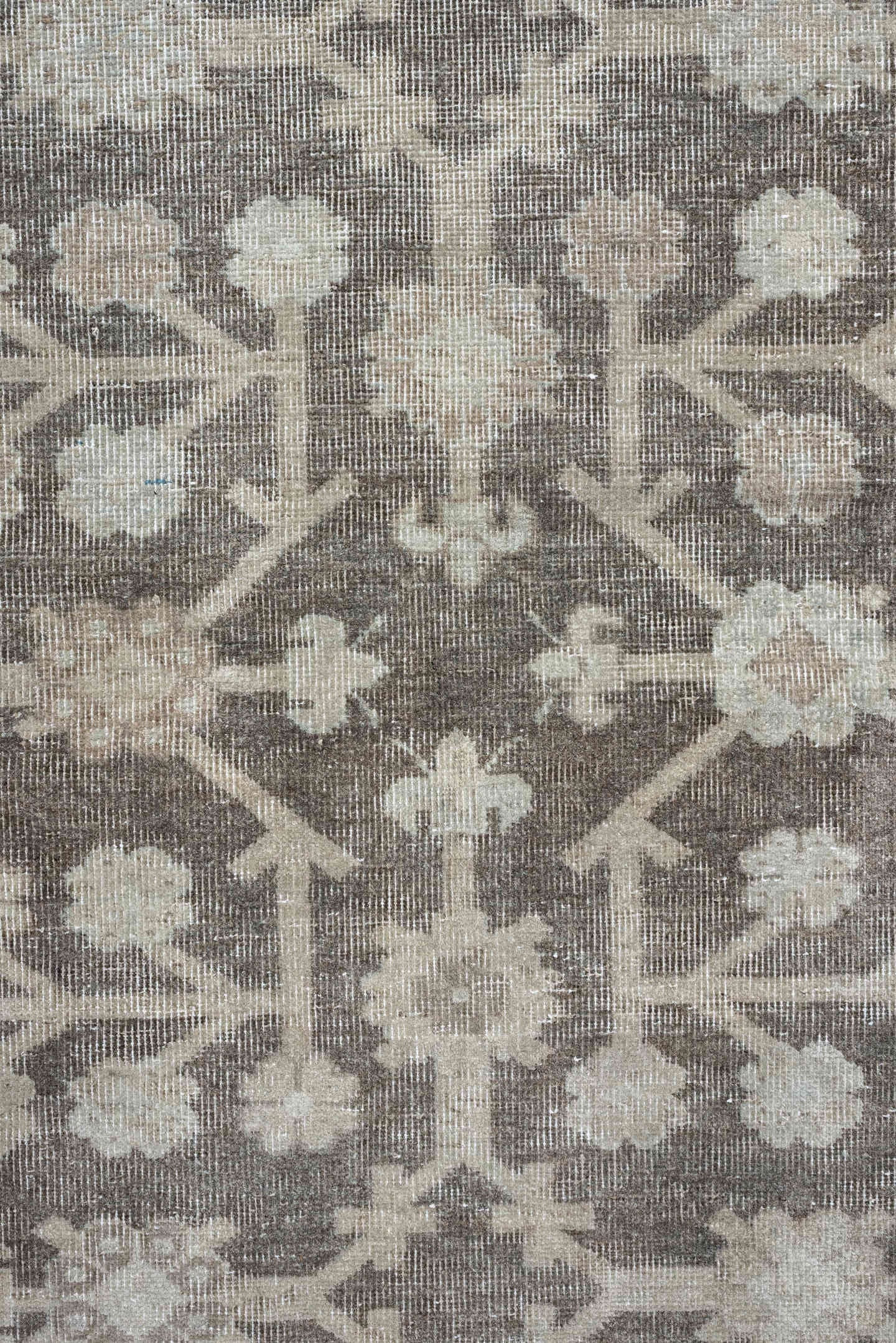 12' x 14' one-of-a-kind handmade vintage Khotan oversize rug. Color palette: taupe, ivory, beige, brown, camel, slate, gray