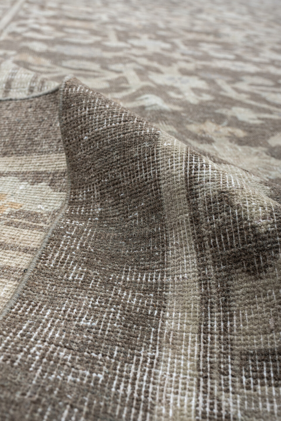 12' x 14' one-of-a-kind handmade vintage Khotan oversize rug. Color palette: taupe, ivory, beige, brown, camel, slate, gray