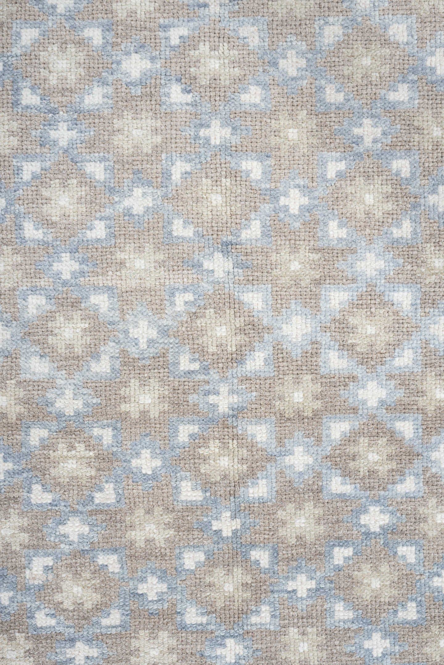 3' x 11' one-of-a-kind handmade vintage Oushak runner rug. Color palette: taupe, pale blue, ivory, beige, gray, light blue