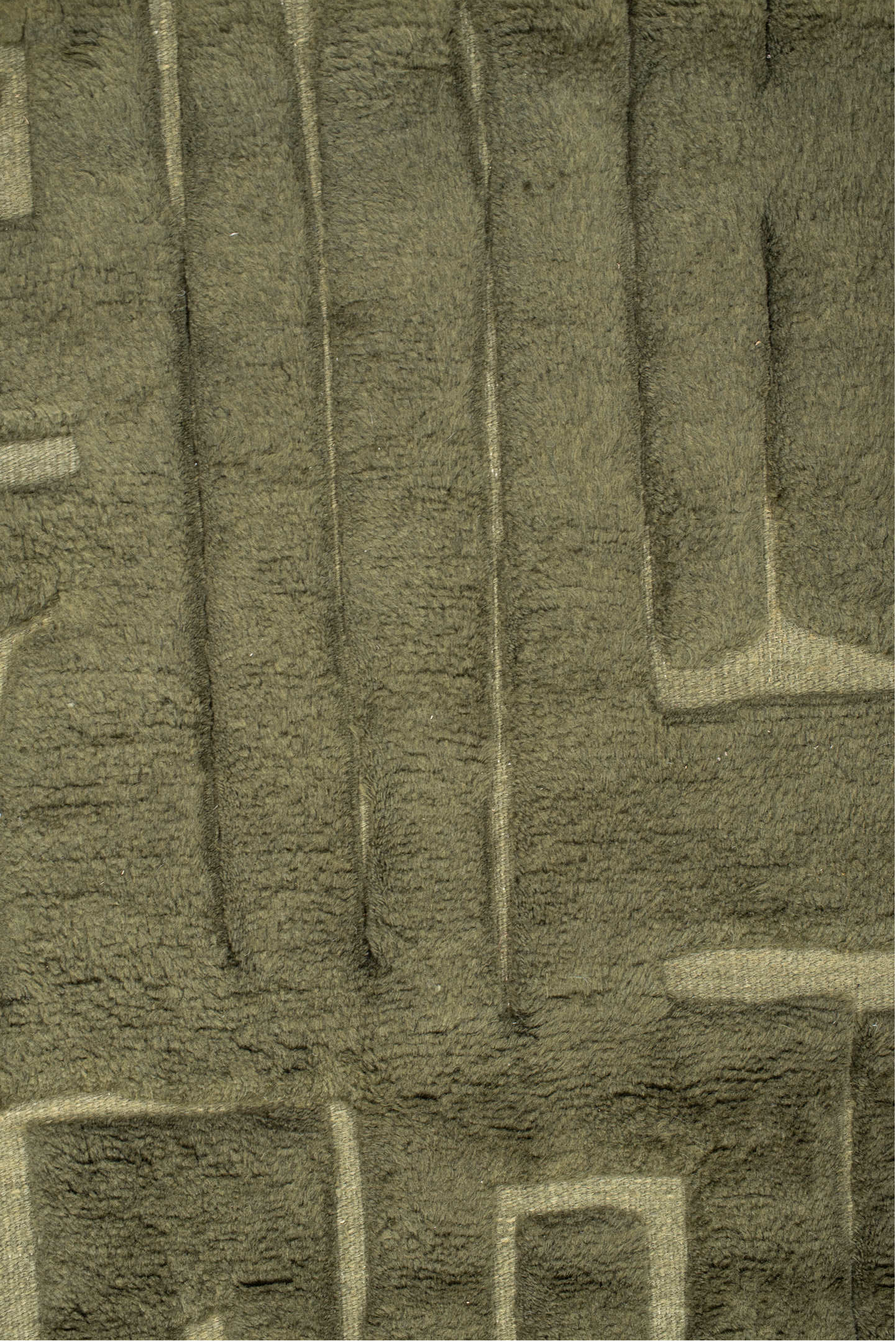 9' x 12' one-of-a-kind handmade vintage Modern large size rug. Color palette: brown