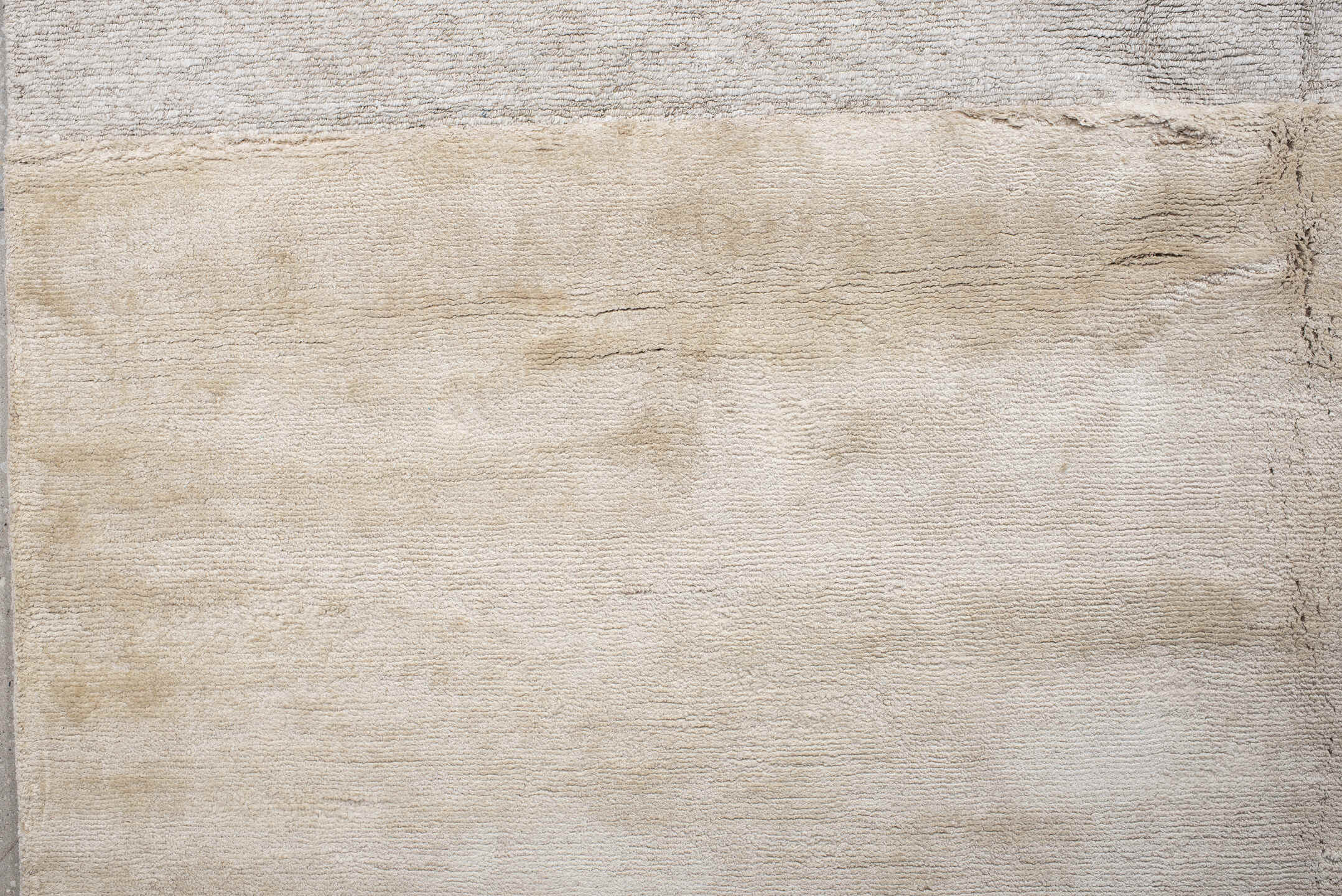 9' x 12' one-of-a-kind handmade handmade Modern large size rug. Color palette: ivory, beige, taupe, cream, camel, gray