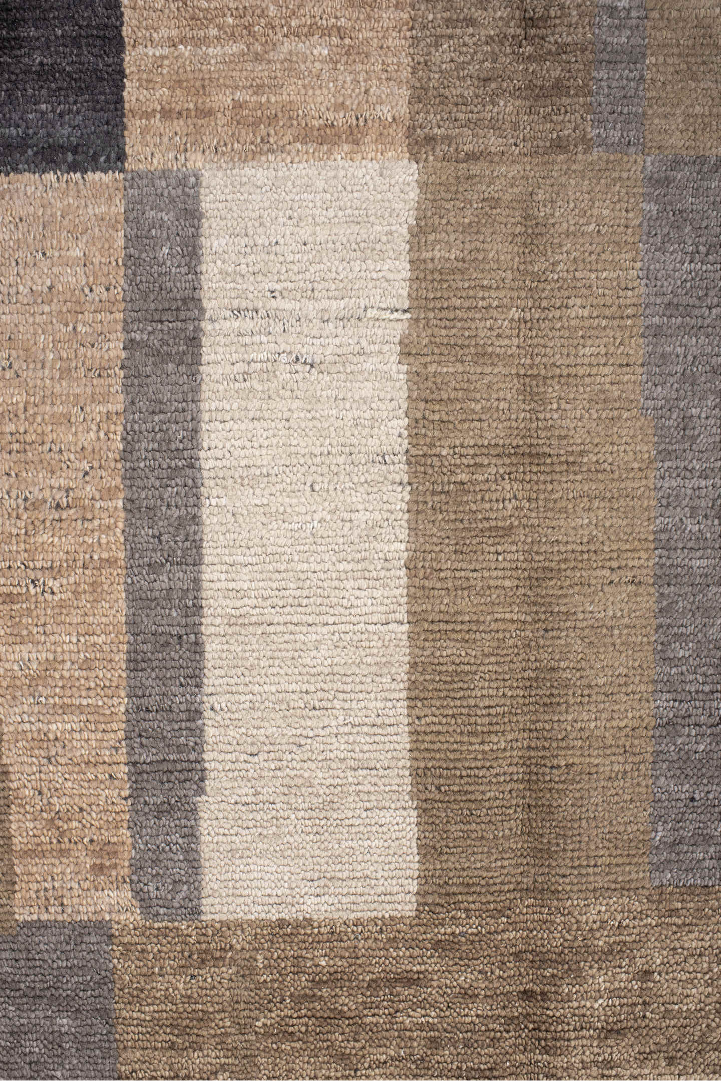 9' x 12' one-of-a-kind handmade vintage Modern large size rug. Color palette: antiquewhite, black, brown, charcoal, dim gray