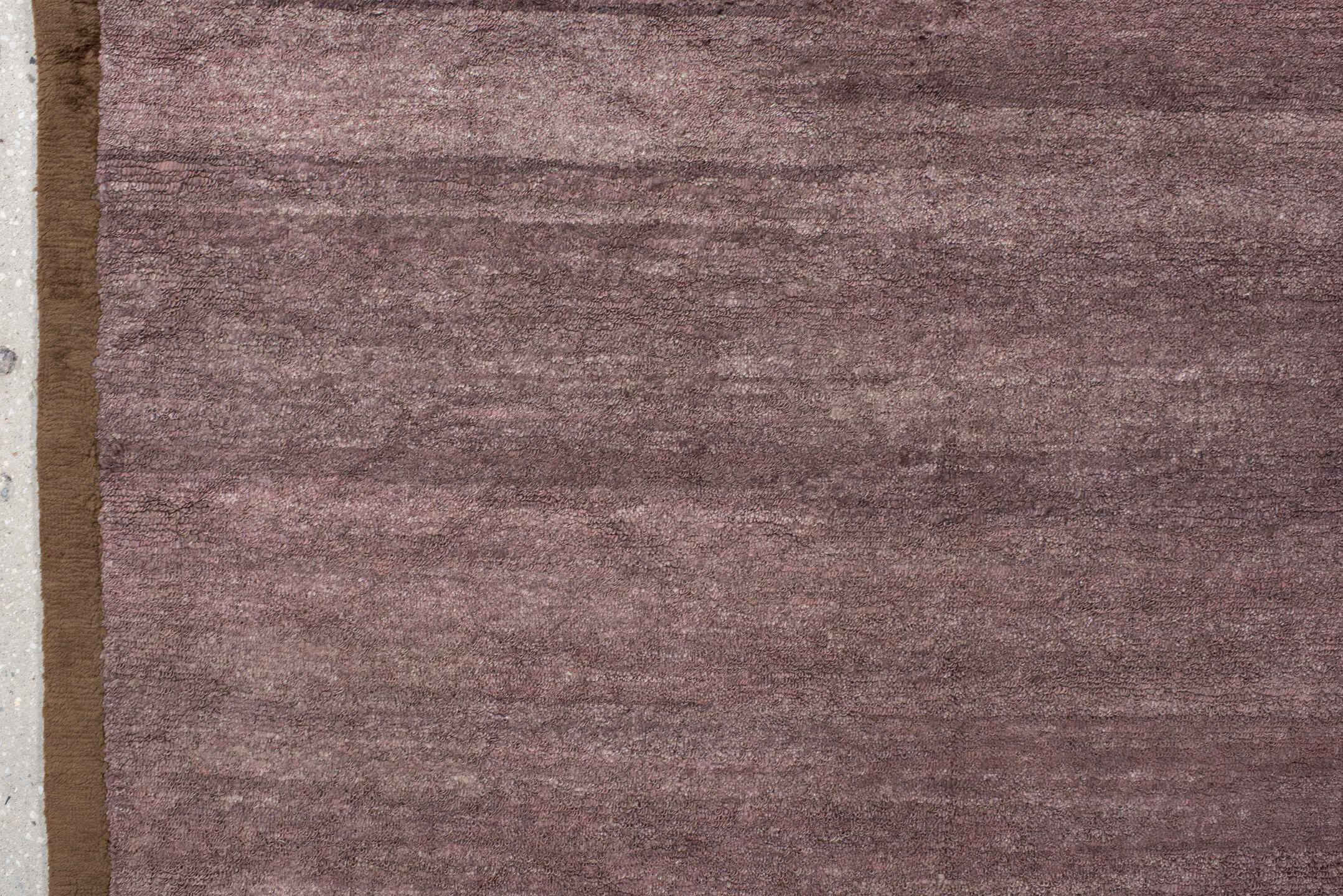 9' x 12' one-of-a-kind handmade vintage Contemporary large size rug. Color palette: brown, gray, light gray, pink