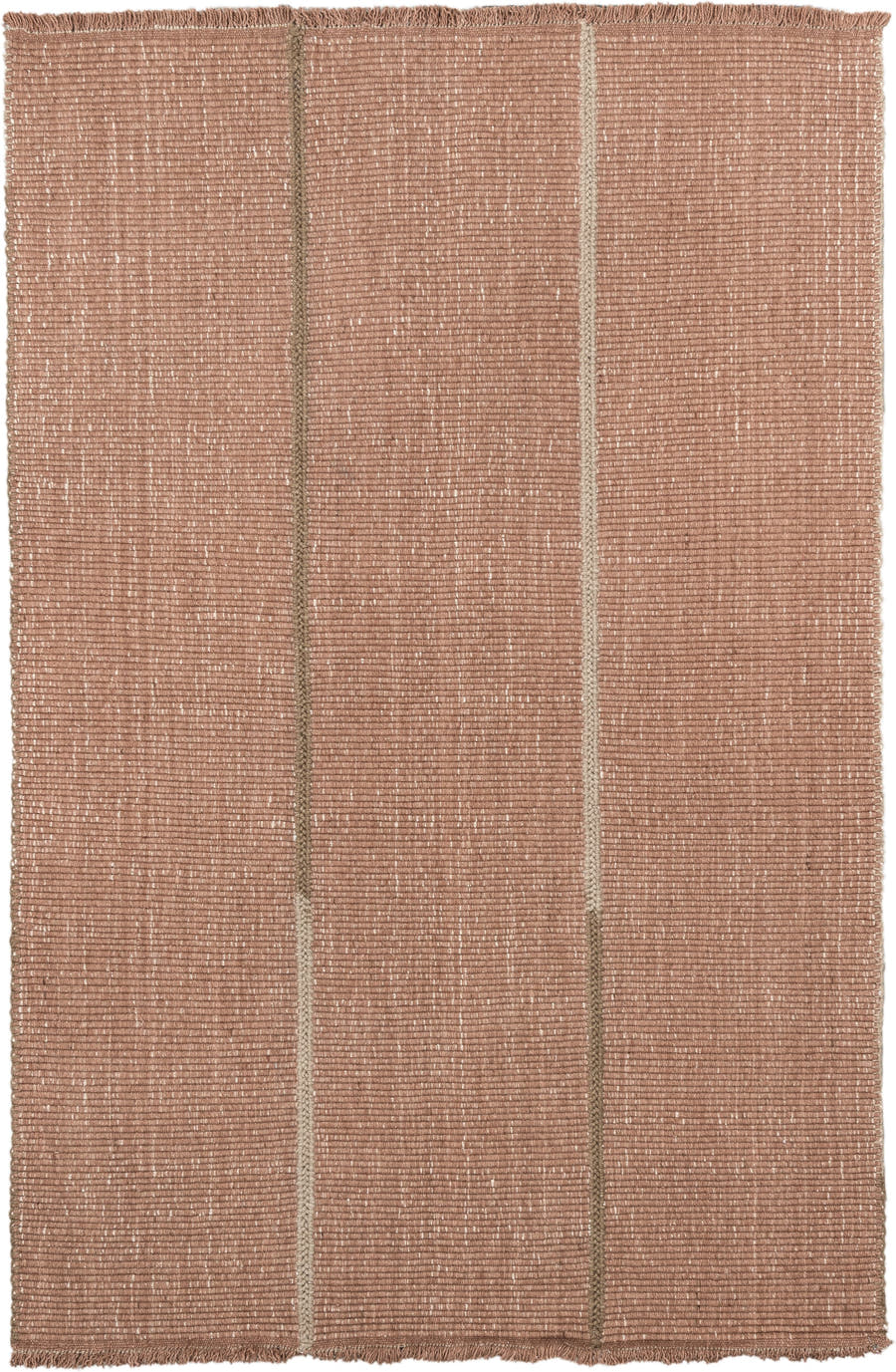 6' x 9' one-of-a-kind handmade vintage Flatweave medium size rug. Color palette: blush, taupe, ivory, camel, pink, beige