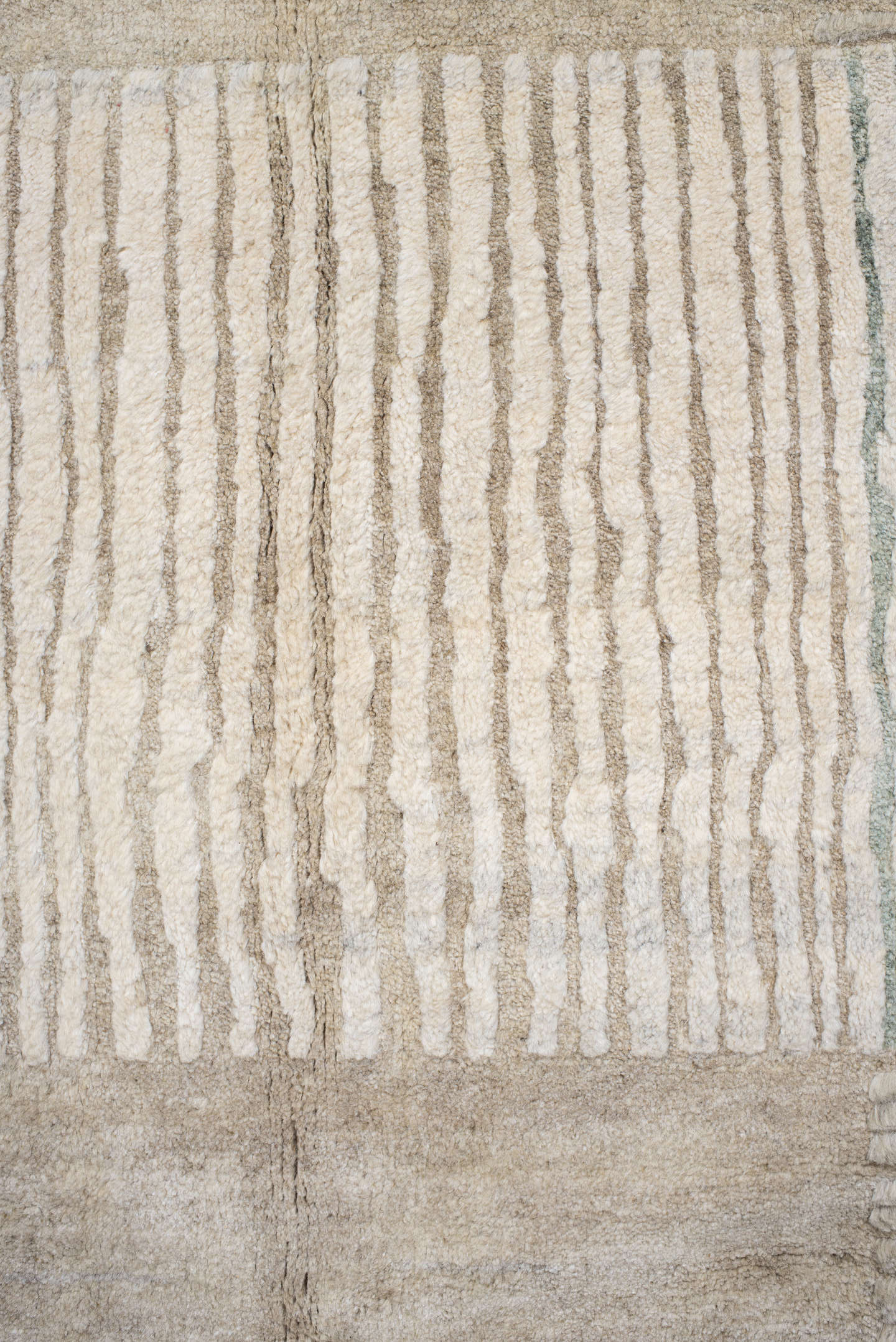 9' x 12' one-of-a-kind handmade handmade Contemporary large size rug. Color palette: ivory, beige, taupe, sage, cream, gray