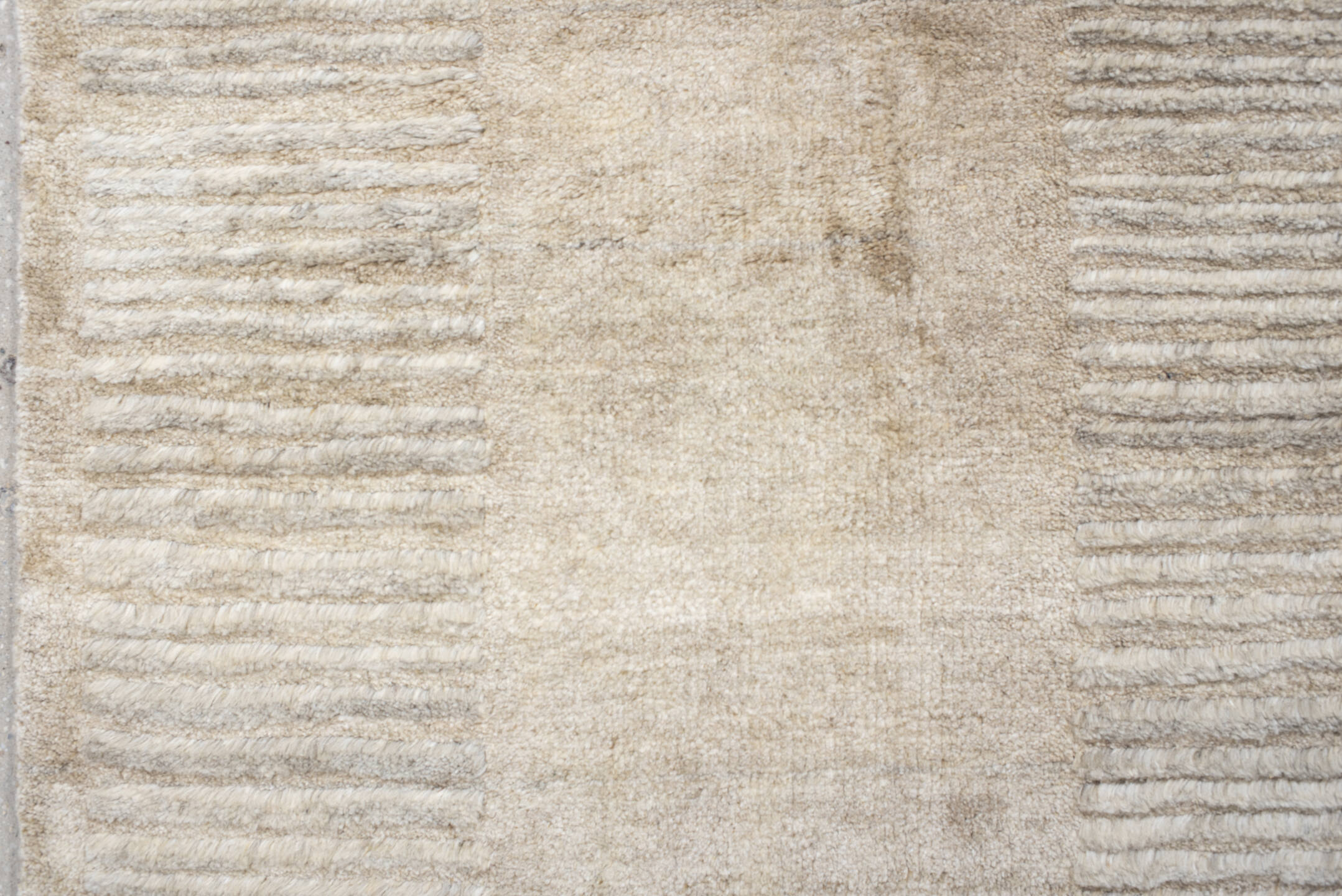 9' x 12' one-of-a-kind handmade vintage Contemporary large size rug. Color palette: antiquewhite, brown, gainsboro, gray