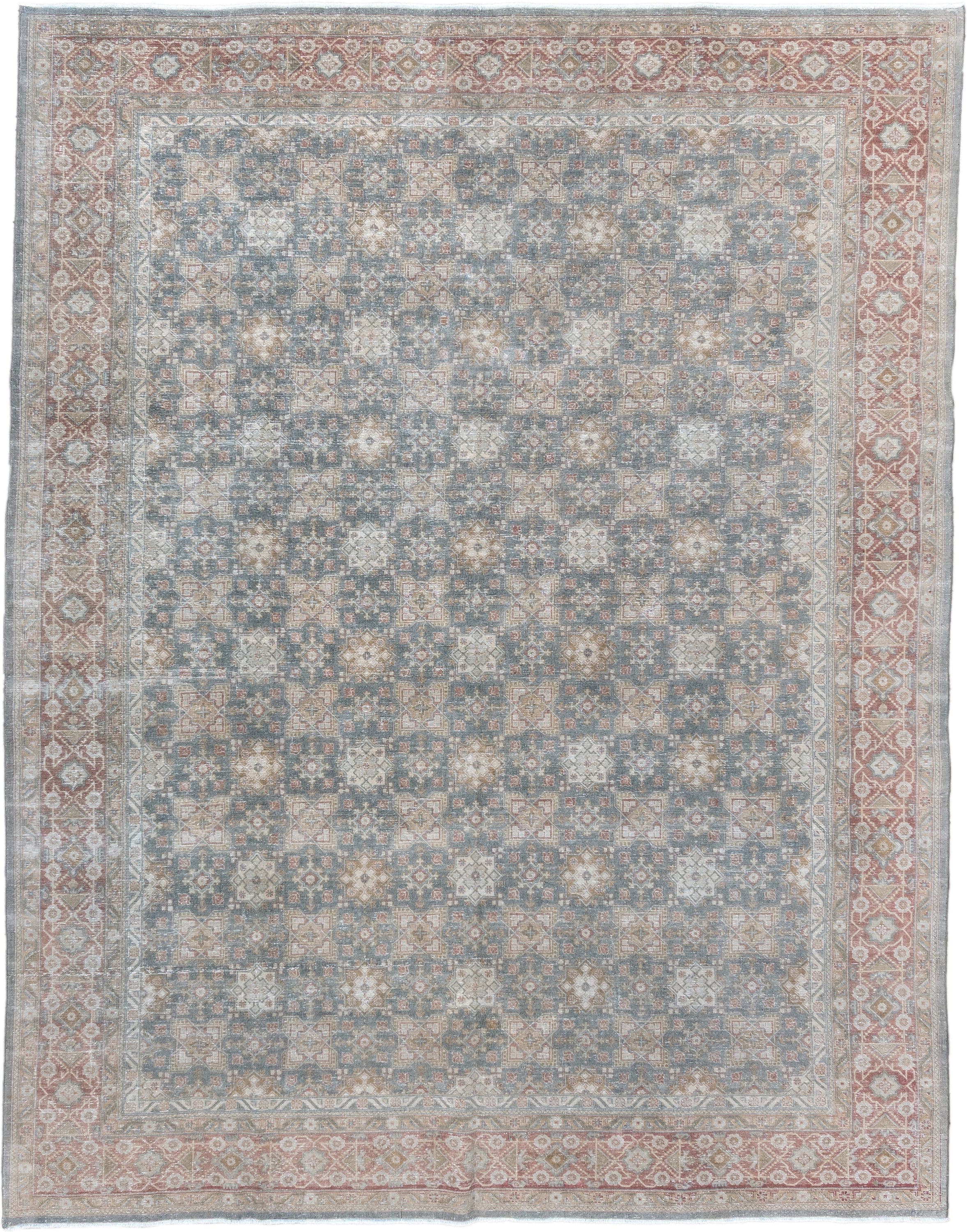 8' x 10' one-of-a-kind handmade vintage Sivas large size rug. Color palette: sky blue, ivory, rose, taupe, dusty coral