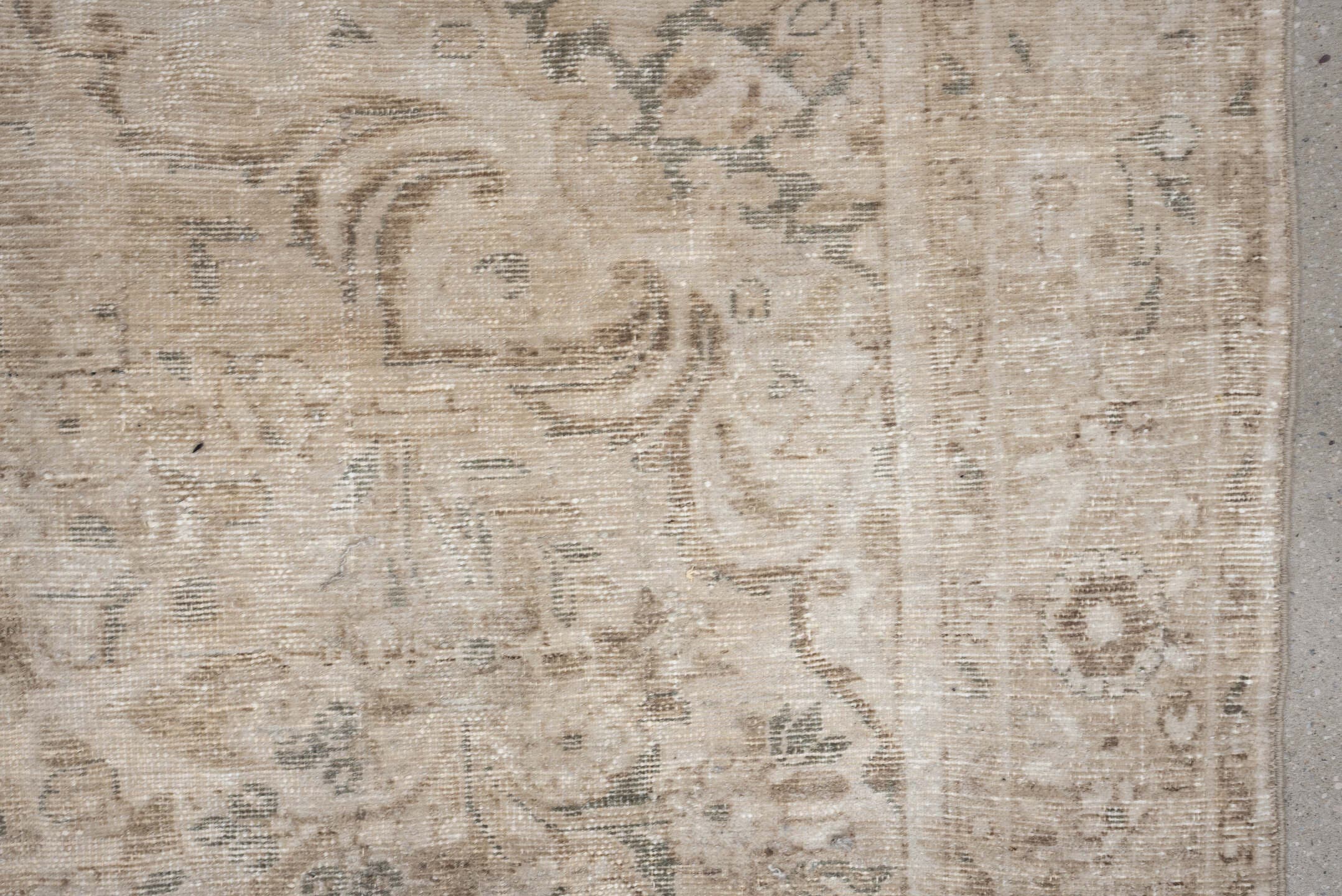 5' x 7' one-of-a-kind handmade vintage Hamadan medium size rug. Color palette: ivory, beige, taupe, sand, pale blue, greige