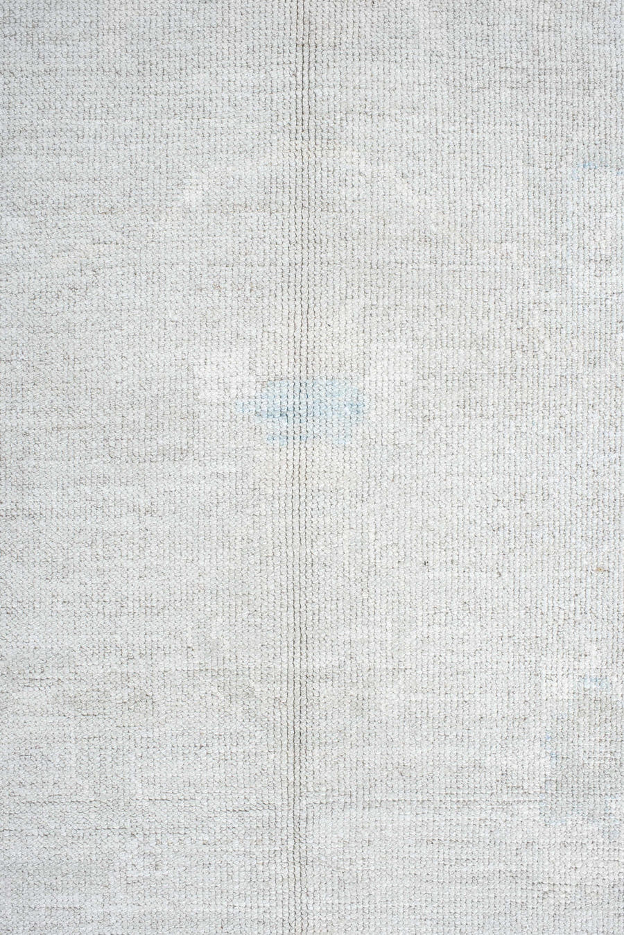 12' x 14' one-of-a-kind handmade vintage Oushak oversize rug. Color palette: ivory, pale blue, light gray, cream, light blue