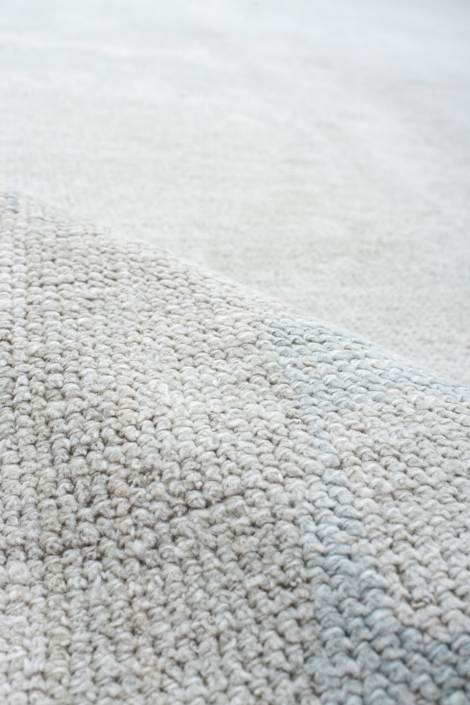 12' x 14' one-of-a-kind handmade vintage Oushak oversize rug. Color palette: ivory, pale blue, light gray, cream, light blue