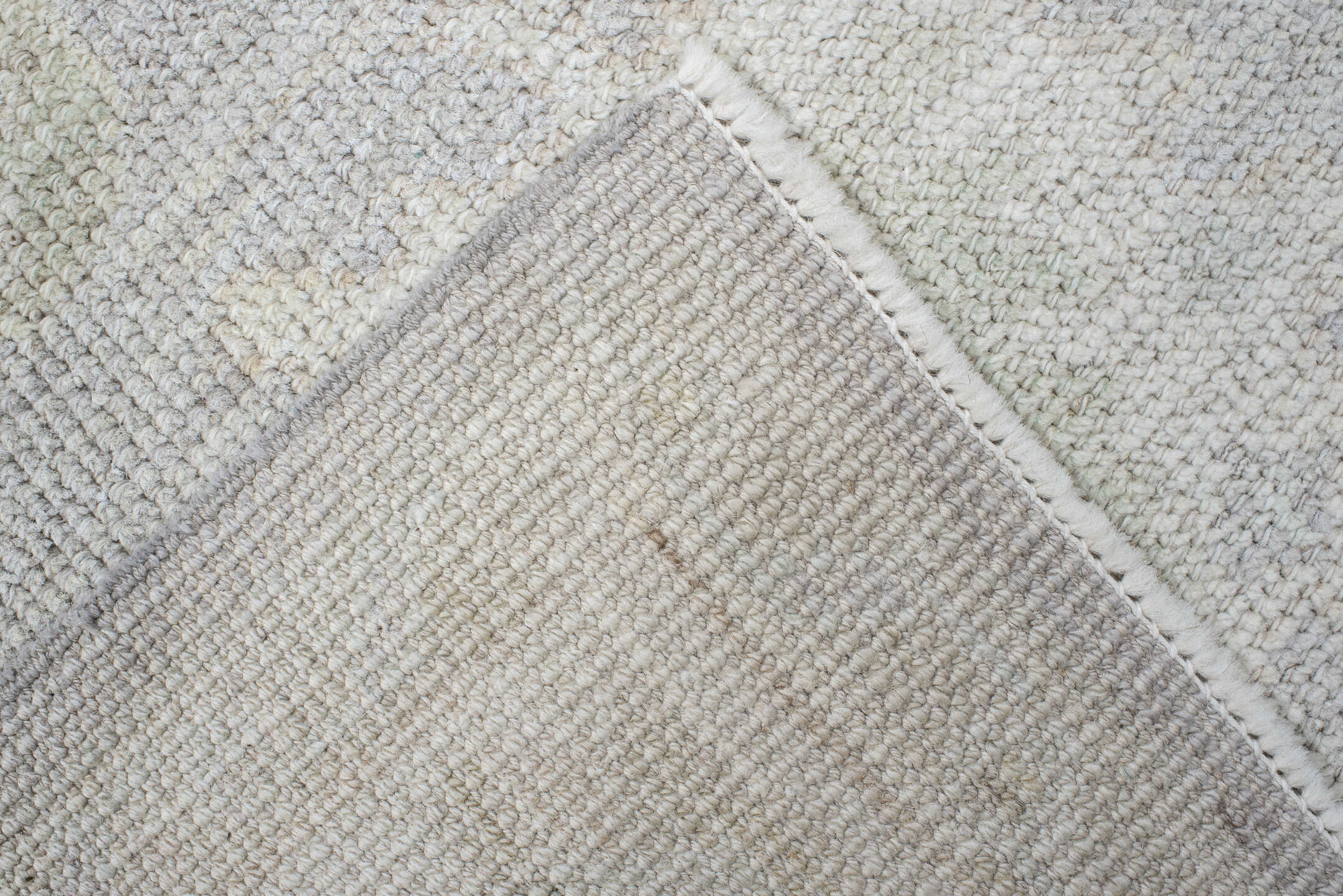 3' x 12' one-of-a-kind handmade antique Oushak runner rug. Color palette: ivory, pale gray, cream, taupe, light gray, beige