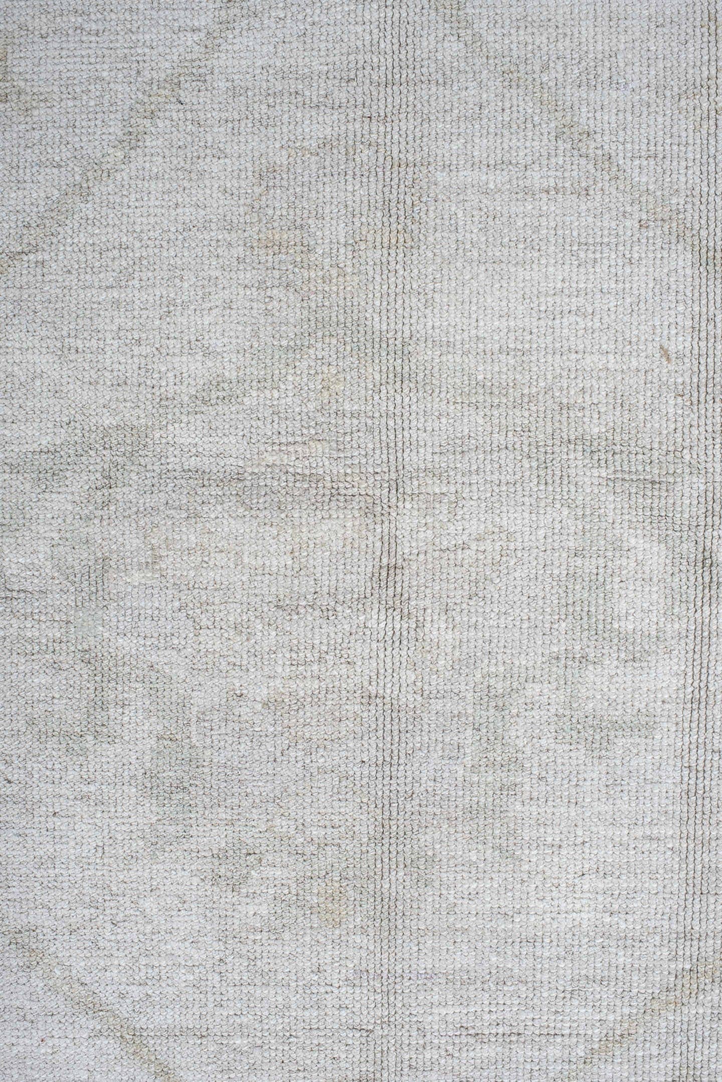 10' x 14' one-of-a-kind handmade vintage Oushak large size rug. Color palette: ivory, cream, taupe, beige, pale sage, gray