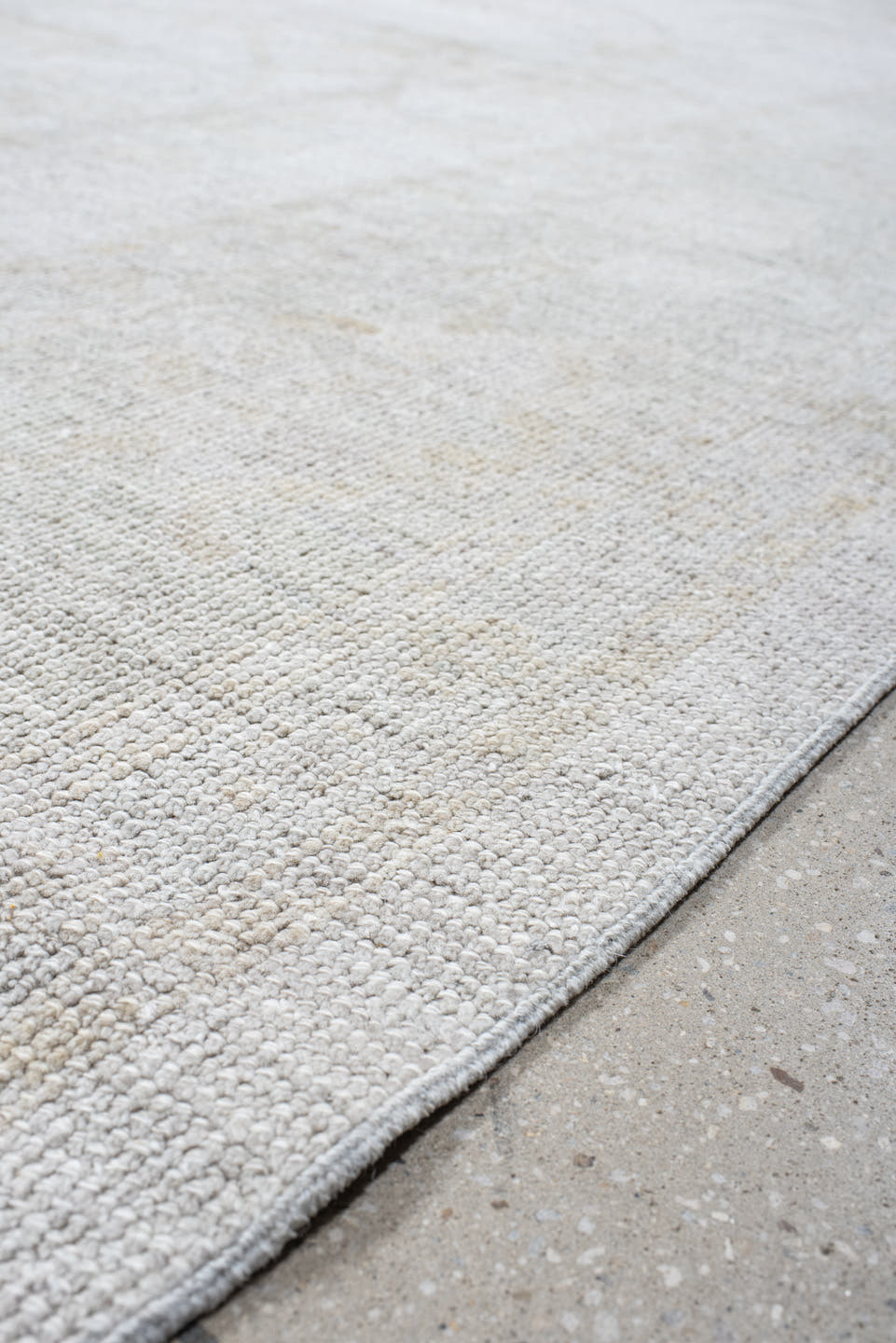 10' x 14' one-of-a-kind handmade vintage Oushak large size rug. Color palette: ivory, cream, taupe, beige, pale sage, gray
