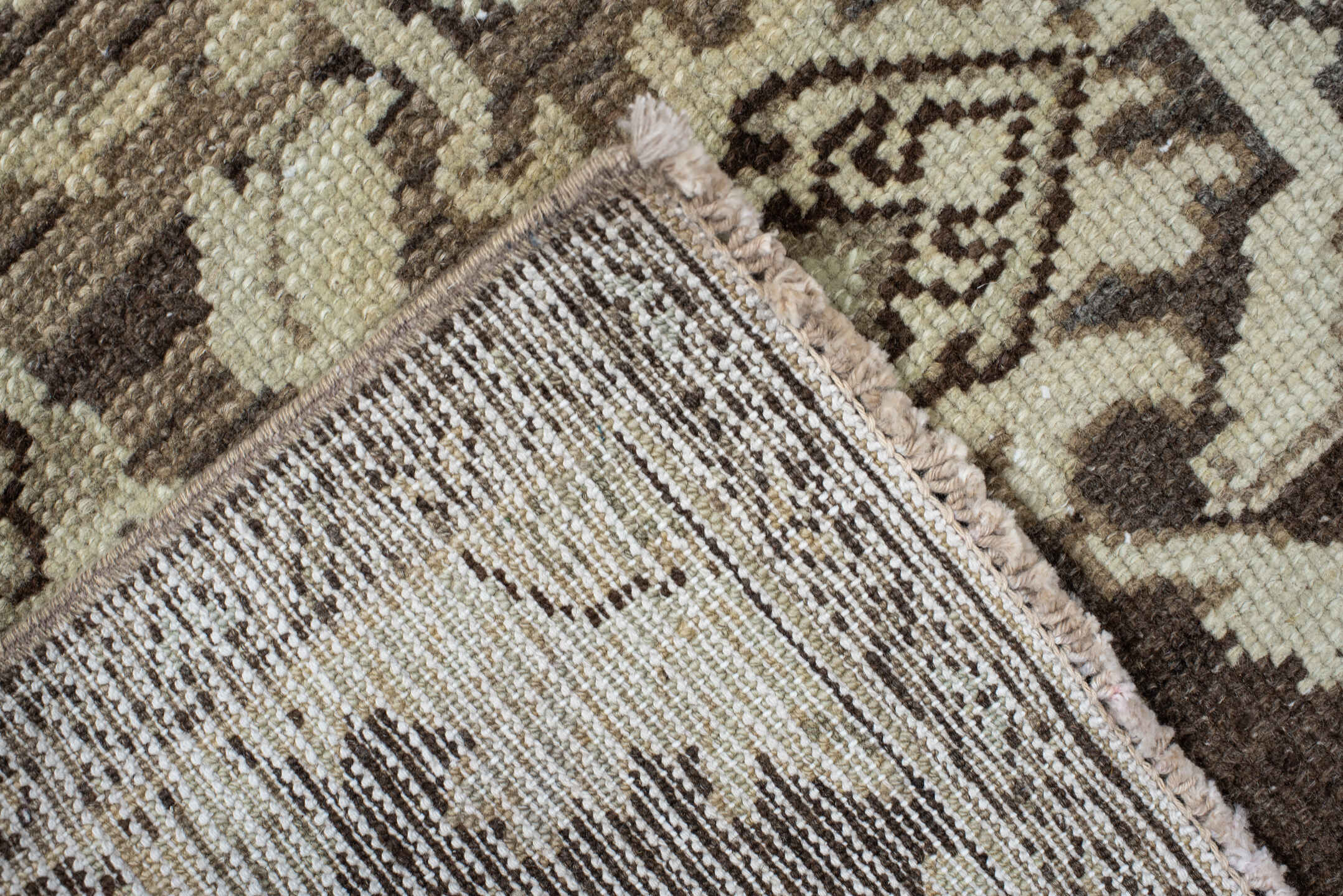4' x 12' one-of-a-kind handmade antique Malayer runner rug. Color palette: taupe, ivory, brown, beige, camel, charcoal, gray