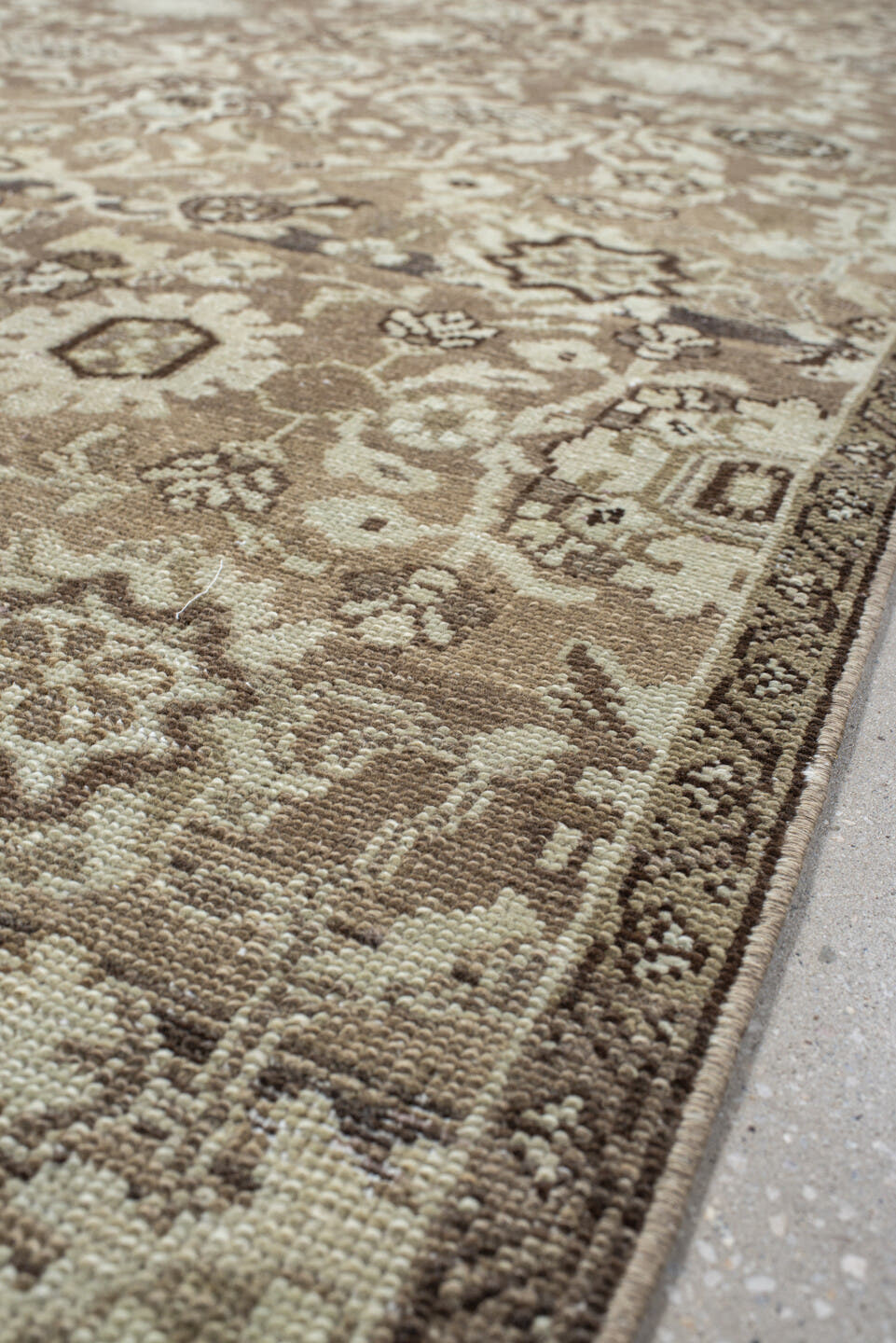 4' x 12' one-of-a-kind handmade antique Malayer runner rug. Color palette: taupe, ivory, brown, beige, camel, charcoal, gray